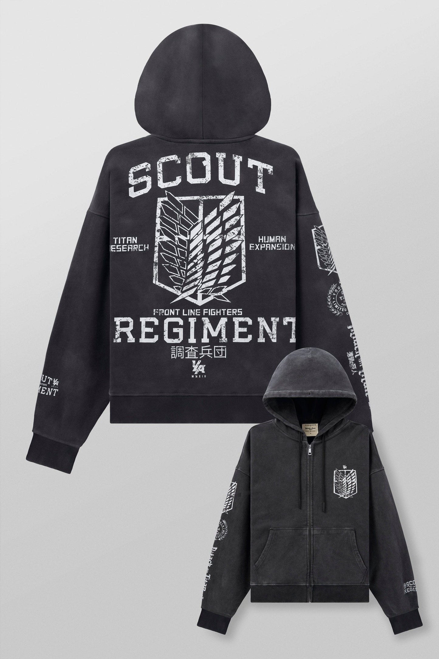 5138 - AOT© x YLA Zip-Up Hoodies - Black