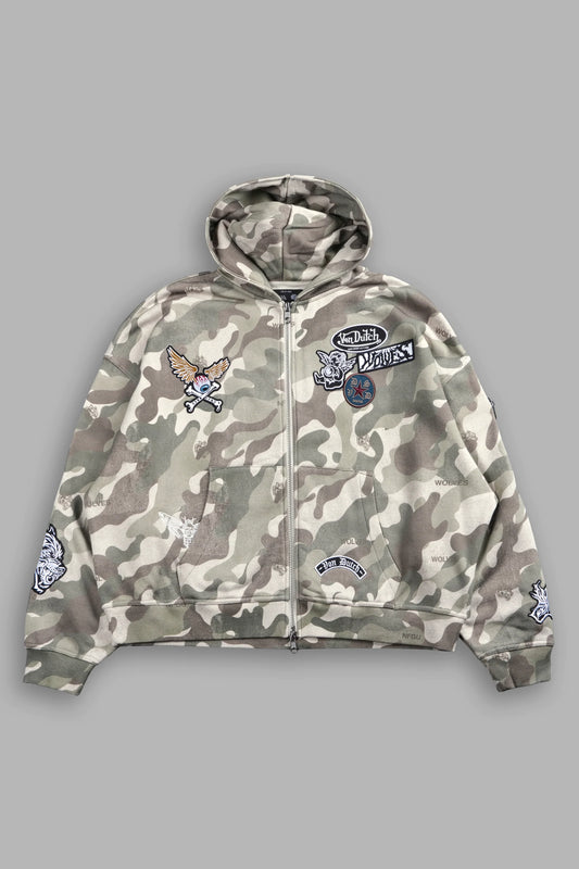 DS/VD-0093 Darc Kulture Vex Double Zip Hoodie in DSVD Green Camo