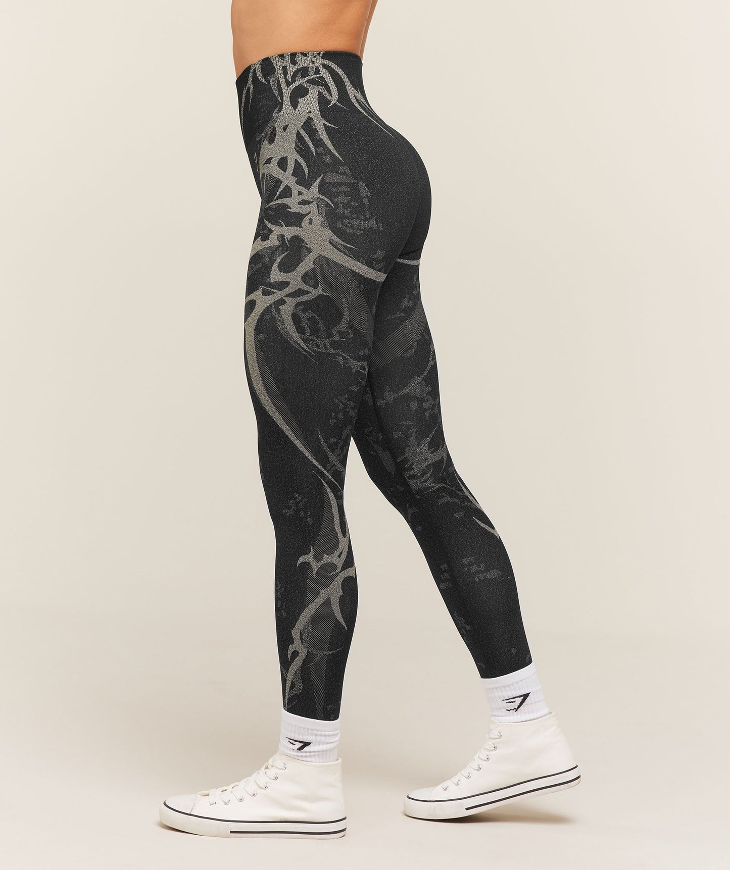 GSW-0104 Storm Seamless Leggings - Black/Tinted White