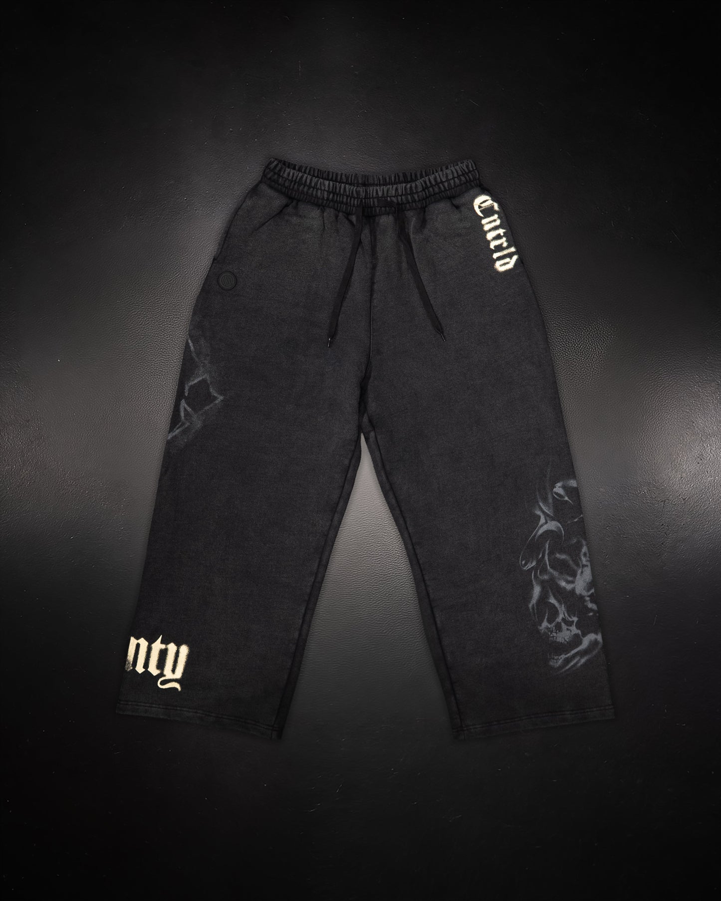 SMOKE WIDE LEG SWEATS BLACK - Controlled
