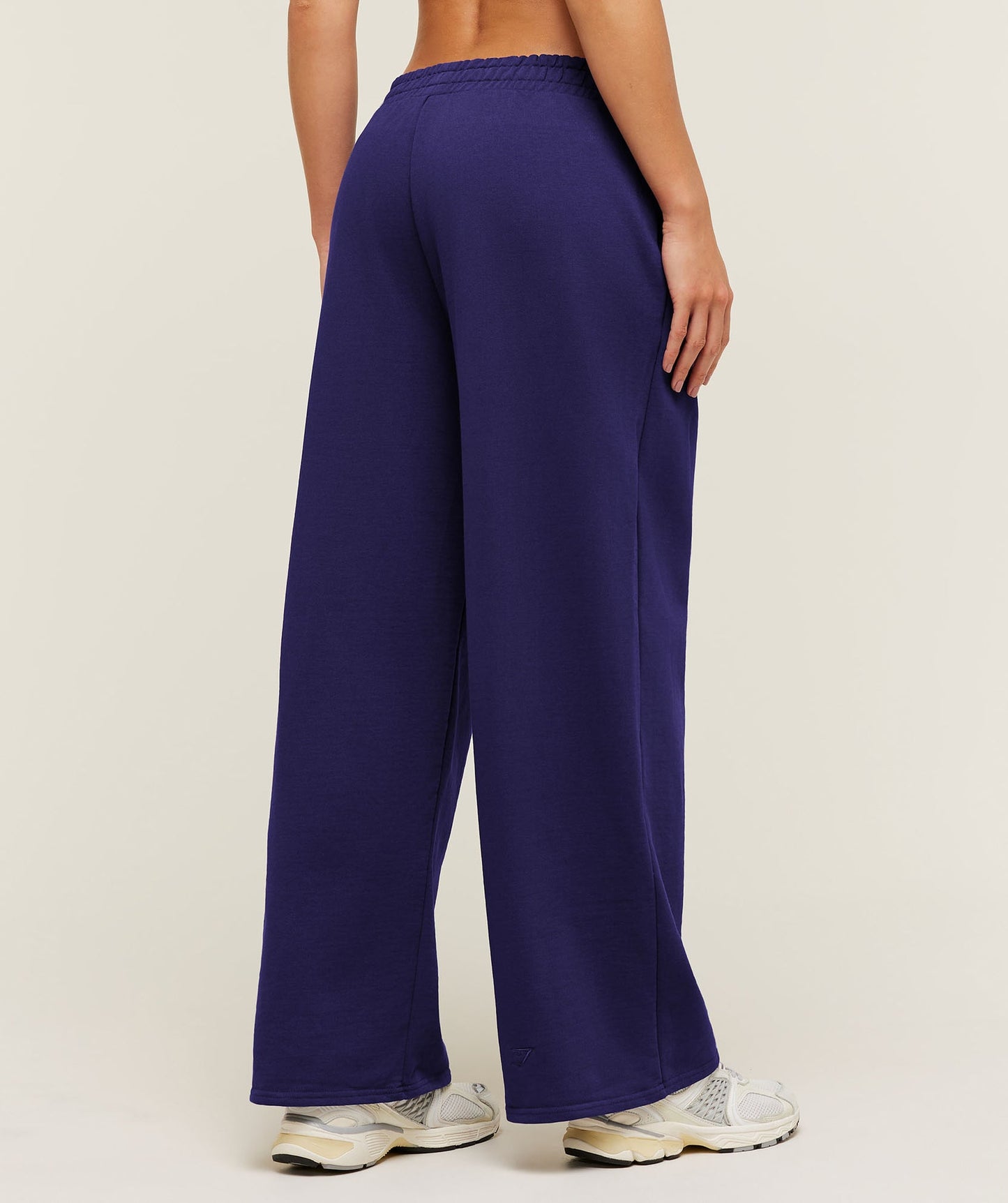 GSW-0133 Script Embroidery Wide Leg Pants - Indigo Purple