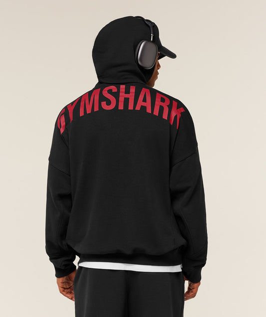 GS-0125 Power Oversized Hoodie - Black/Conditioning Red