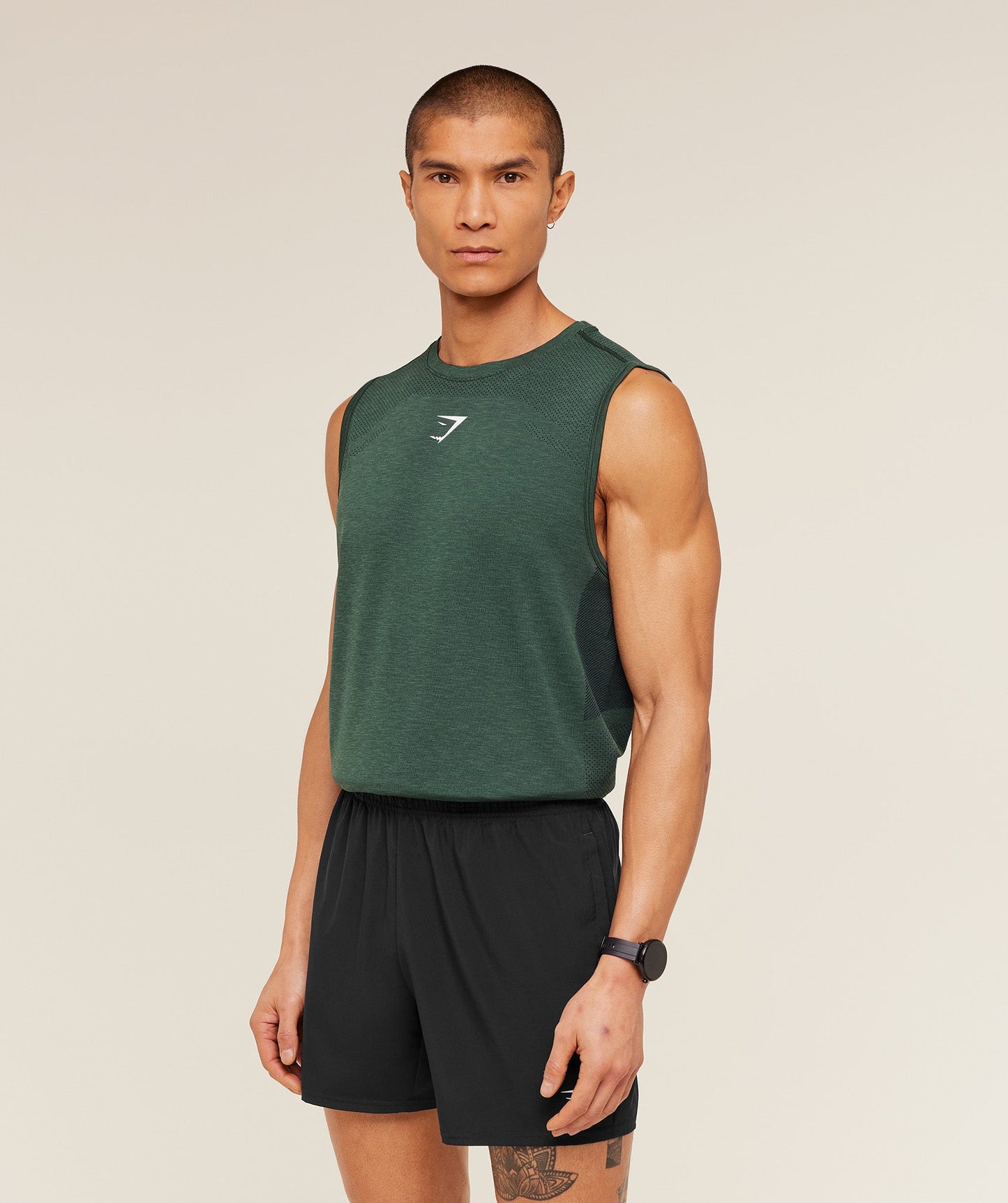GS-0128 Lightweight Seamless Tank - GS Victory Green/ Marl