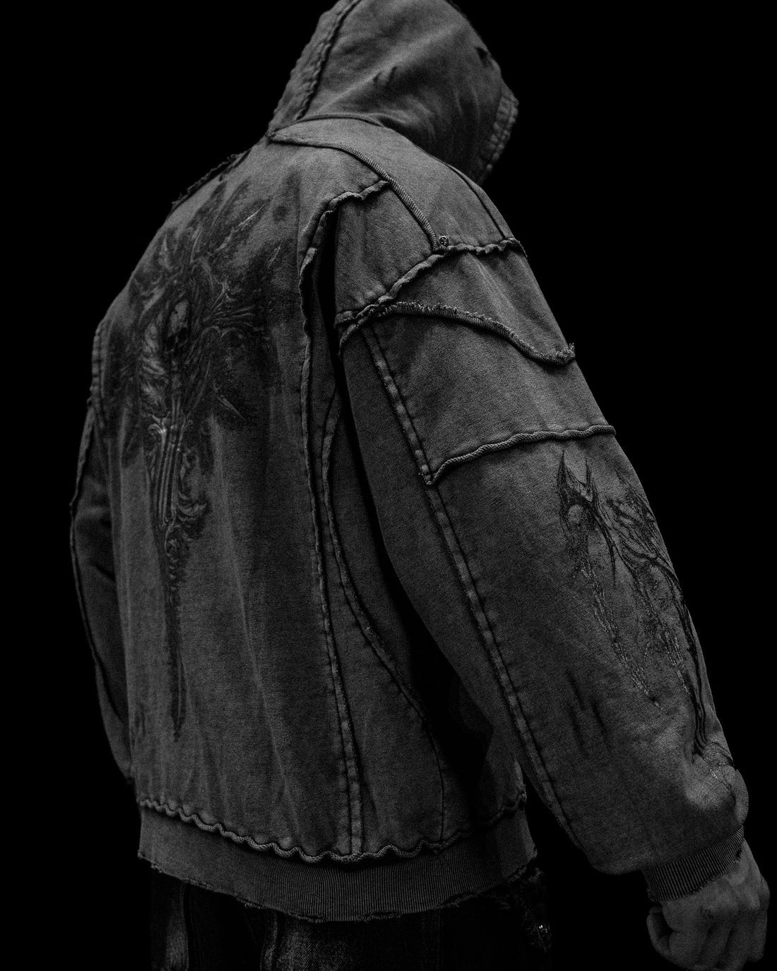 BD-0095 Ruined Oversized Zip-up Hoodie [VINTAGE WASHED]