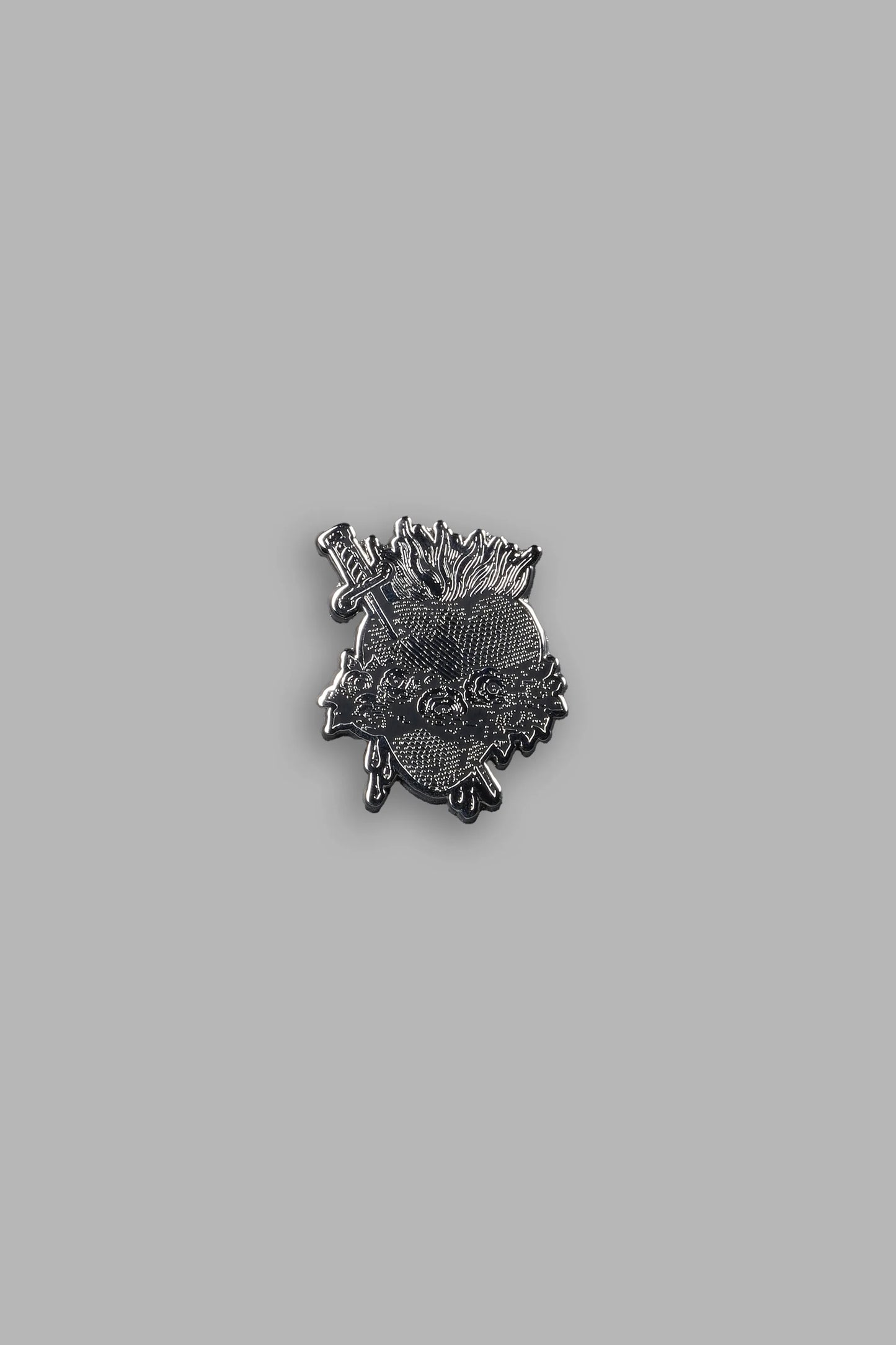 DSA-0011 Sacred Heart Enamel Pin in Silver/Black