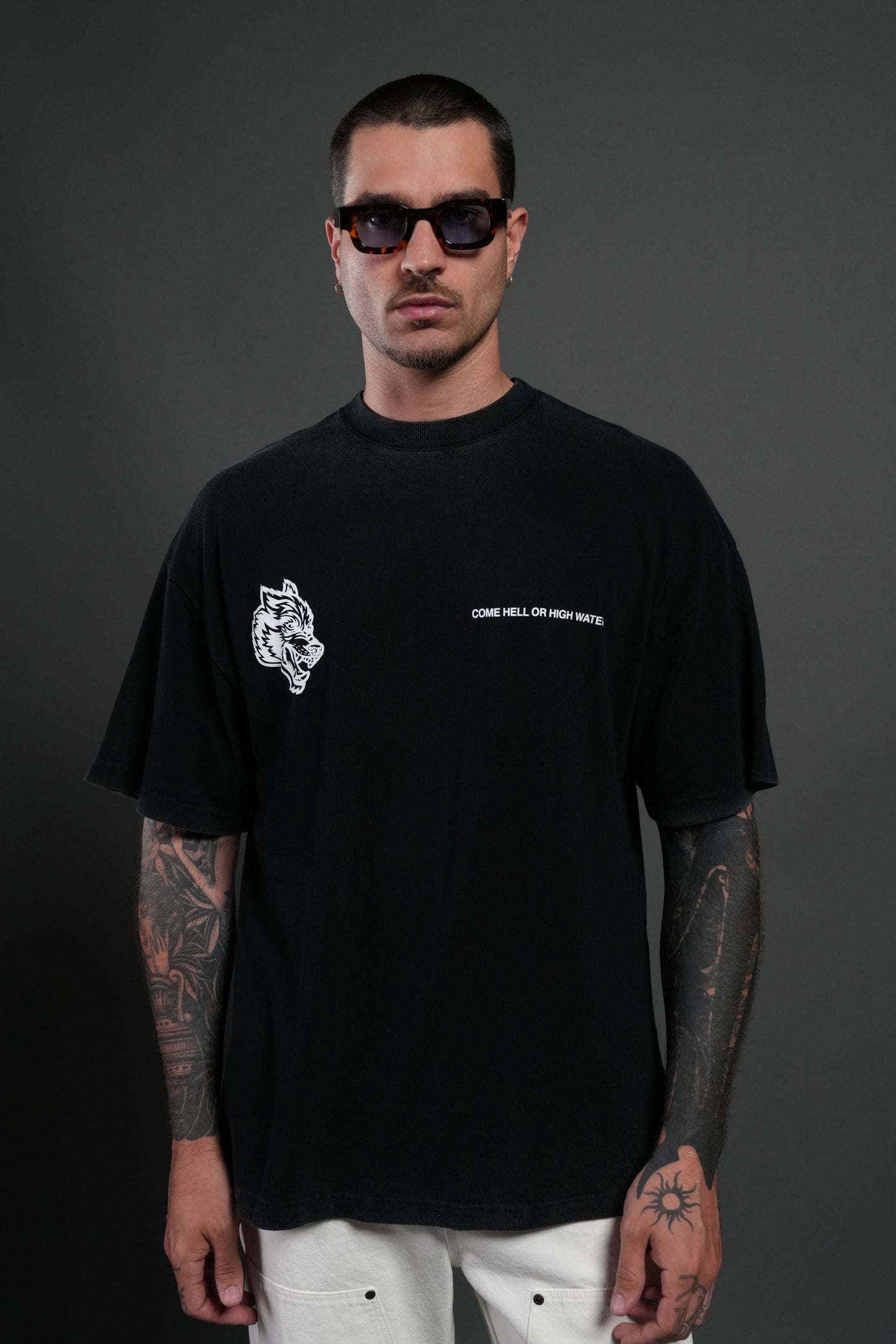 DS-0298 COME HELL OR HIGH WATER NFGU PREMIUM OVERSIZED TEE IN BLACK