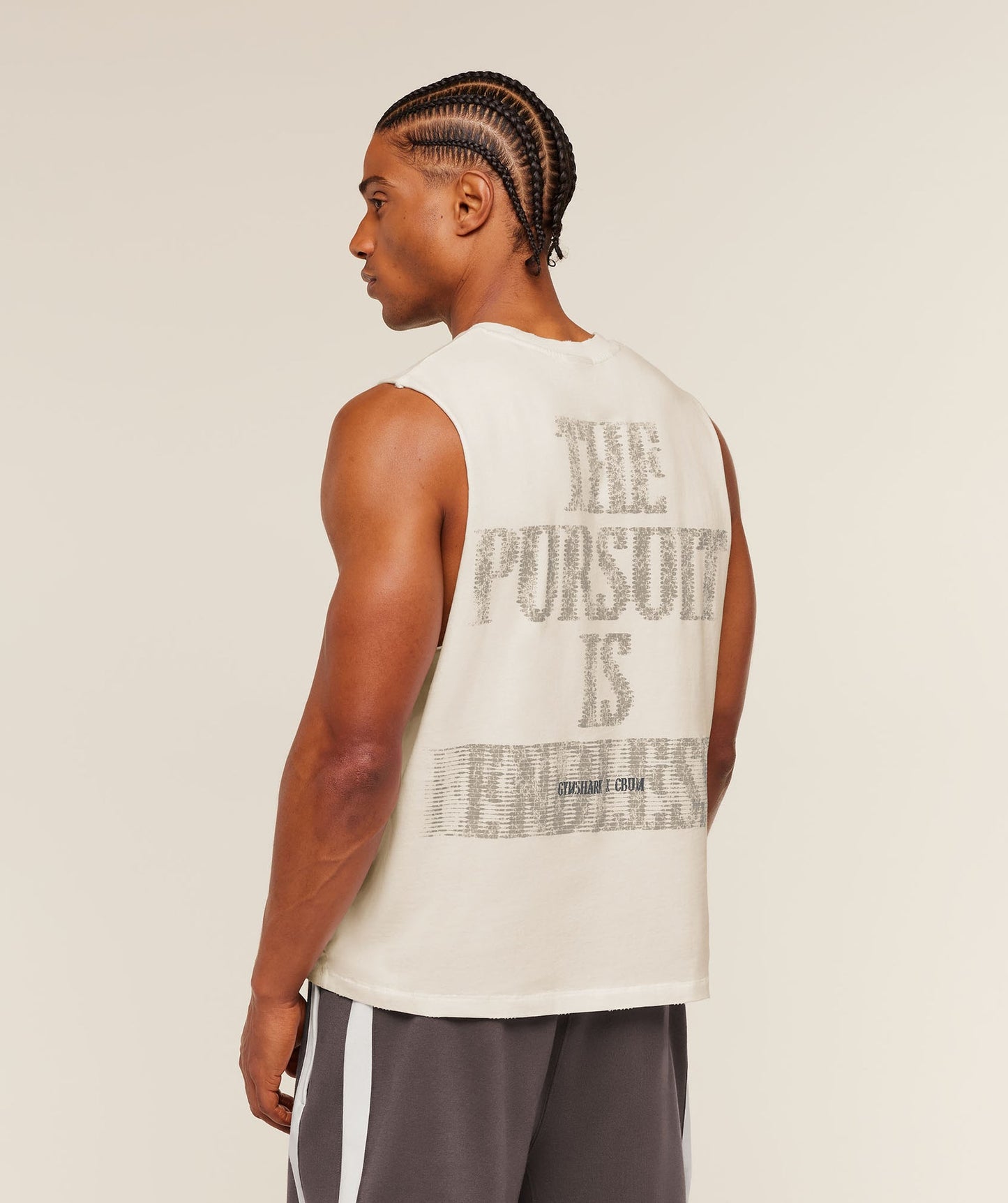 GS-0100 Gymshark x CBUM Washed Sleeveless T-Shirt - Soft White