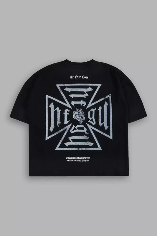 DS-0052 Loyal To The Core “Grunge” Box Cut Tee in Black Drift Wash