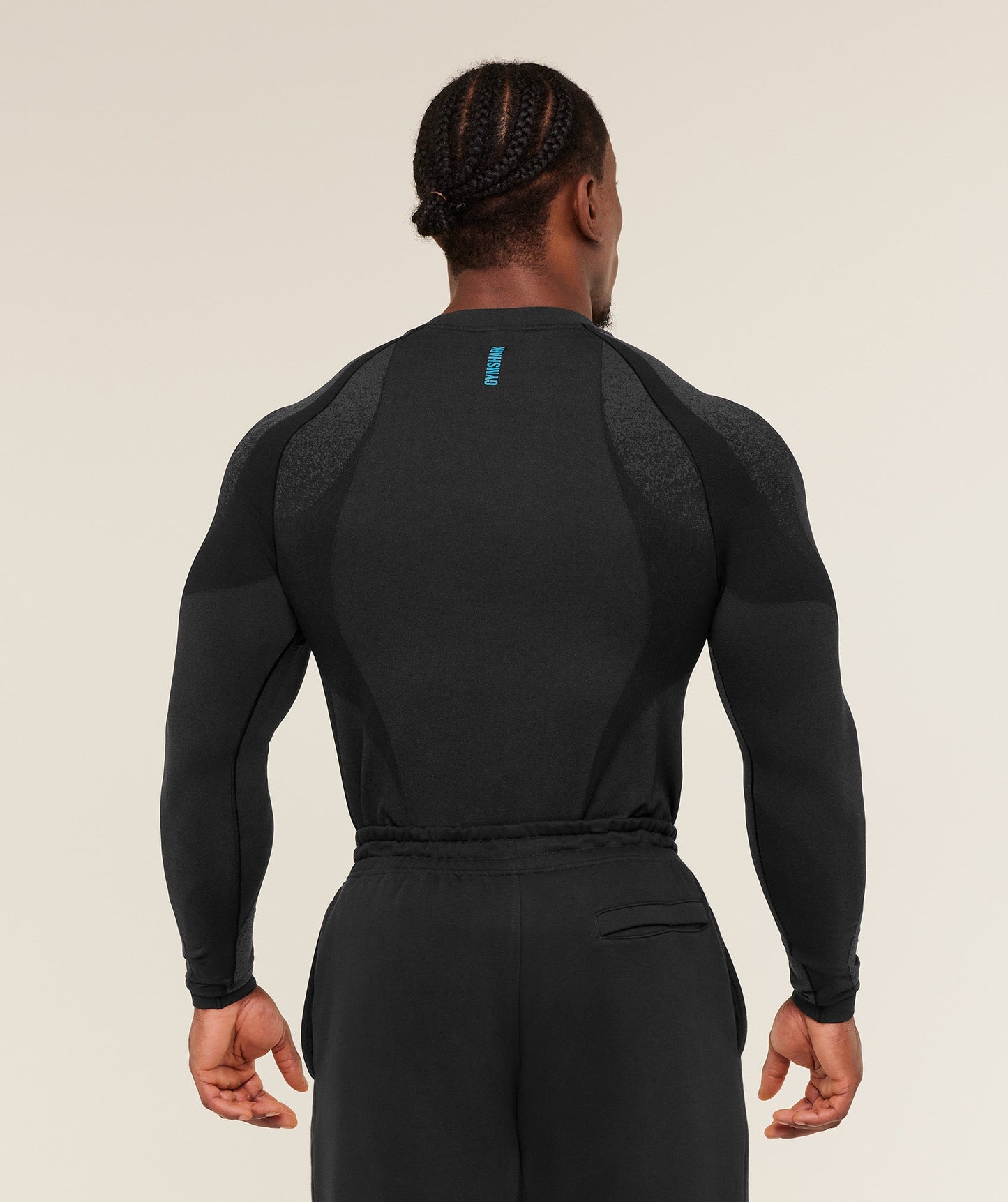 GS-0068 Shadow Seamless Long Sleeve T-Shirt - Black/Brand Blue