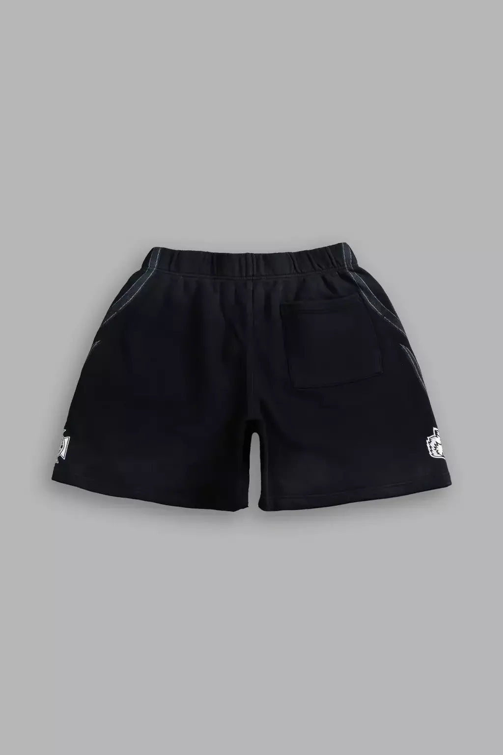 DS/HAR-0069 Real Recognize Real Unisex Oversized Post Lounge Sweat Shorts V2 in Black Drift Wash