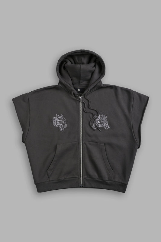 DS-0193 SSDDNFGU Moth Creed Cap Zip Hoodie in Wolf Gray