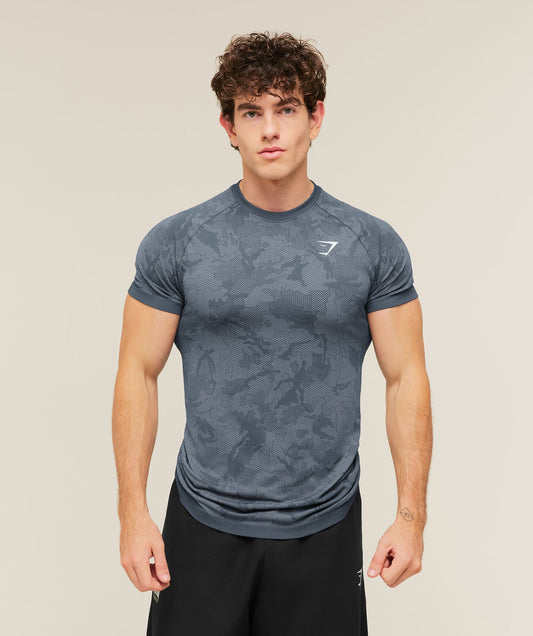 GS-0011 Geo Seamless T-Shirt - Shadow Blue/Tranquil Blue