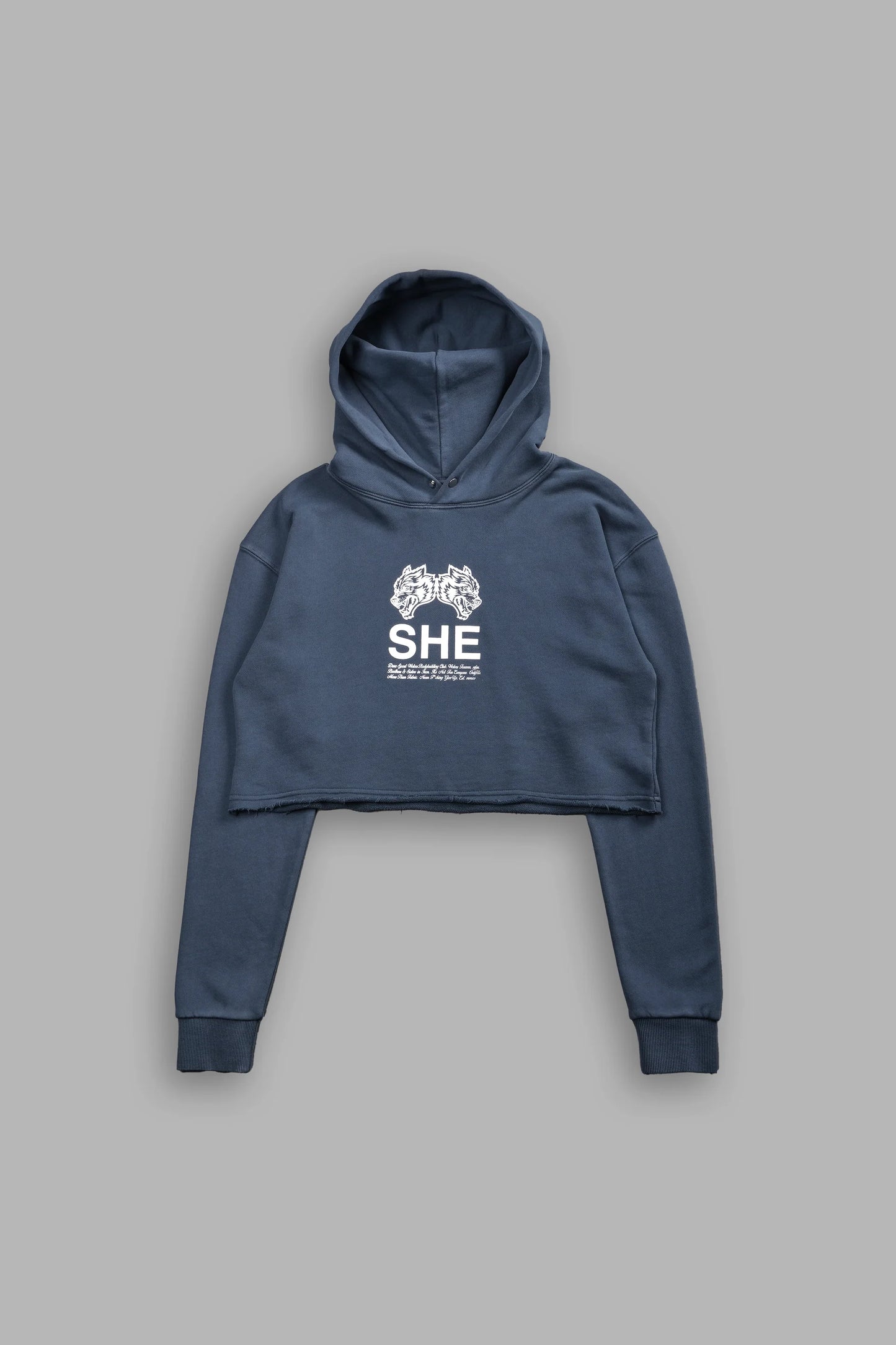 DSHE-0065 Gritty “Pierce” (Cropped) Hoodie in Darc Blue