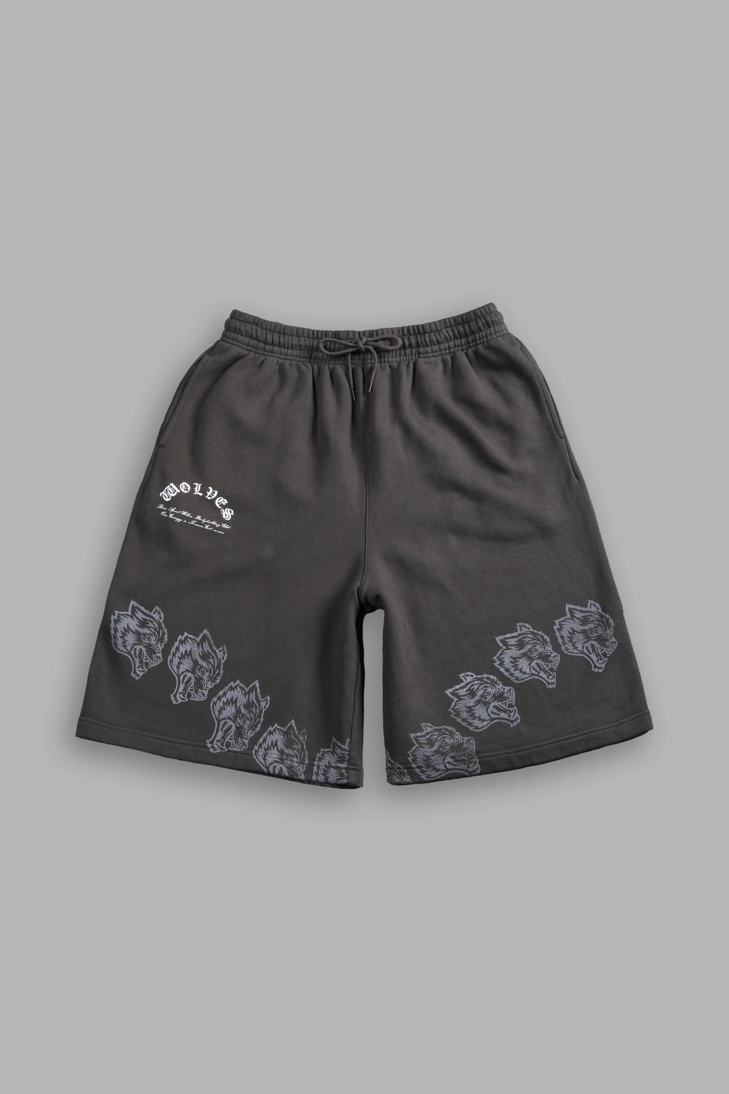DS-0195 Only Wolves Oversized Osiris Sweat Shorts in Wolf Gray