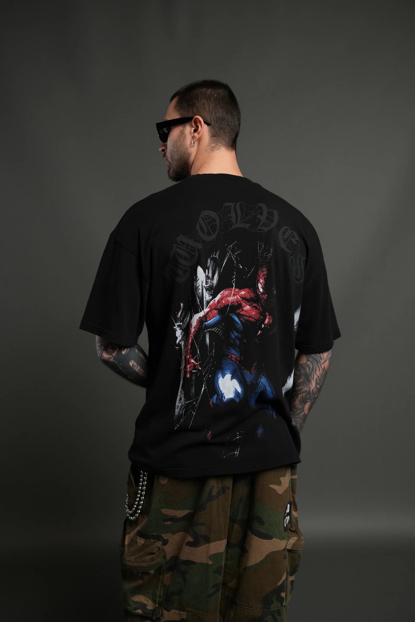 DS-0244 Webs and Shadows Premium Oversized Tee in Black
