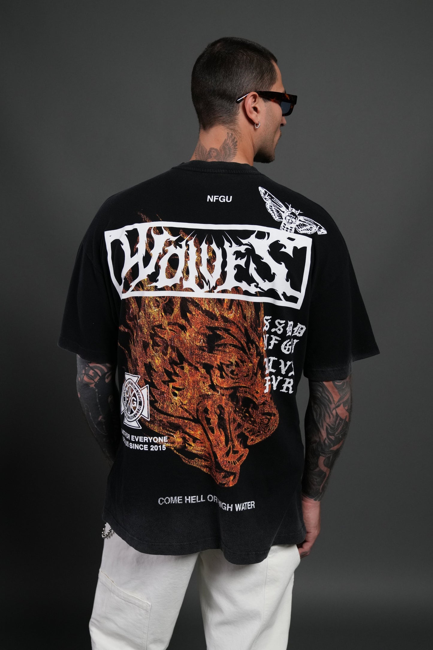 DS-0298 COME HELL OR HIGH WATER NFGU PREMIUM OVERSIZED TEE IN BLACK