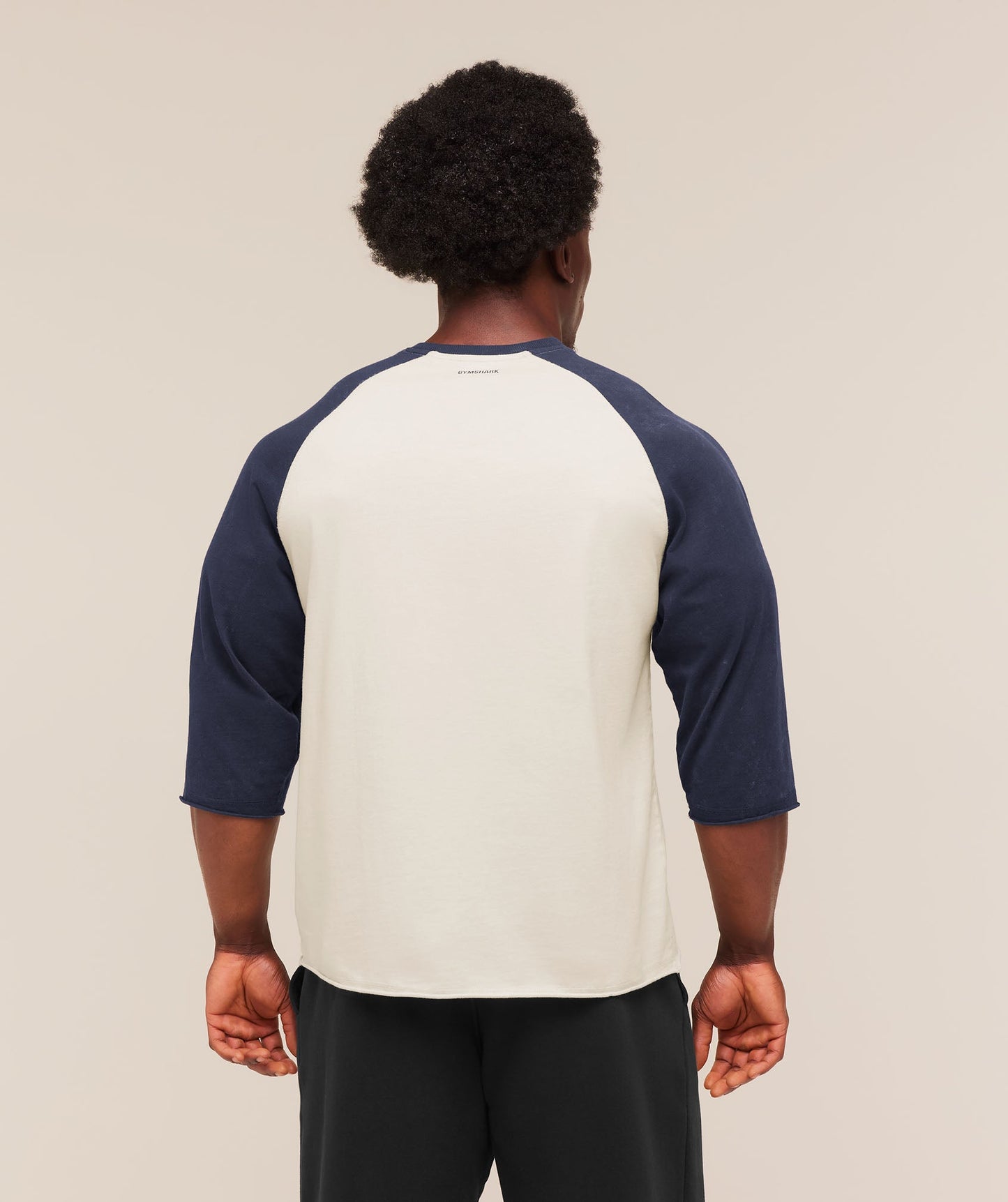 GS-0134 Retro Collegiate 3/4 Sleeve T-Shirt - Tinted White/Heavy Blue