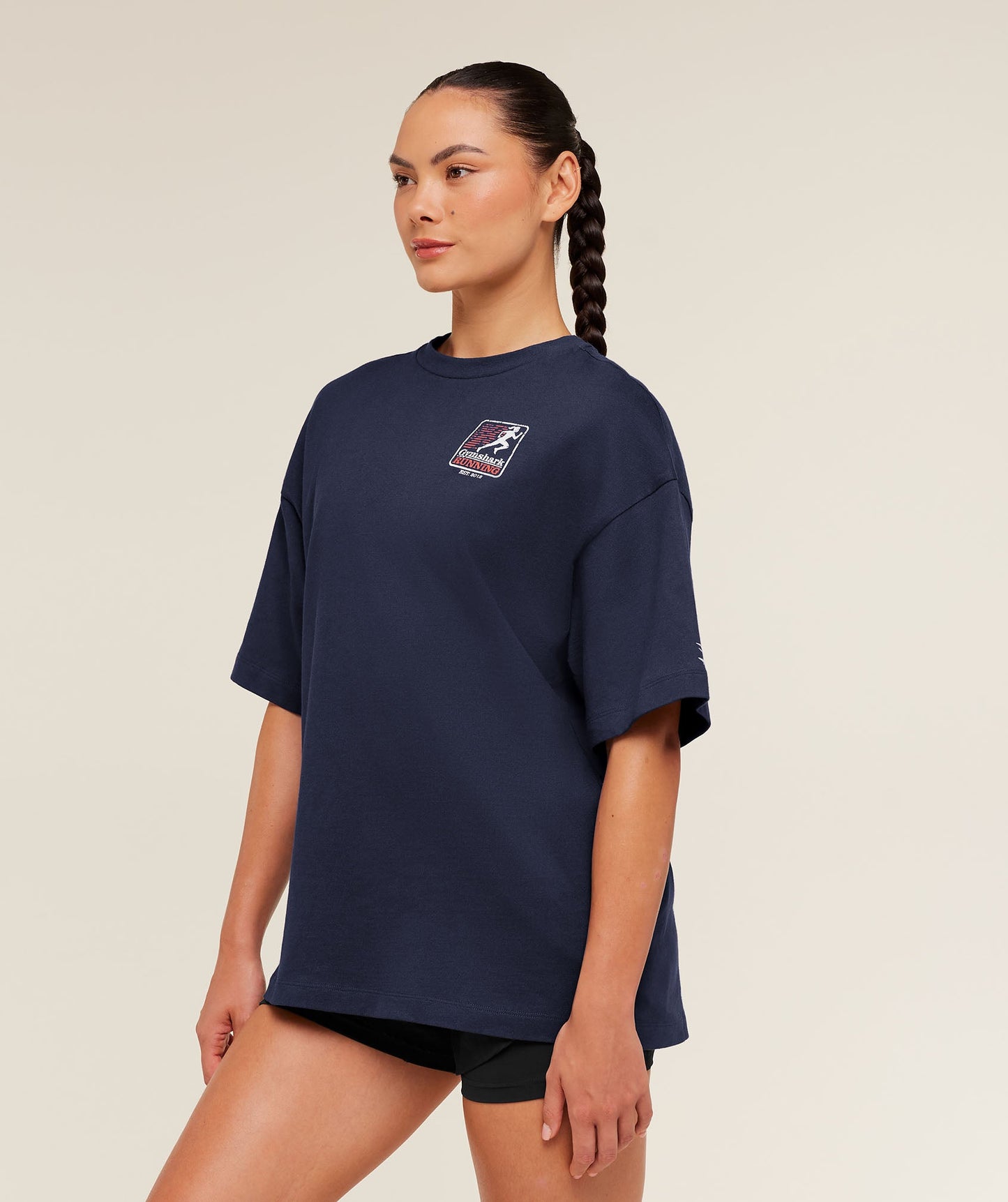 GSW-0119 Gymshark Run Club Graphic Short Sleeve T-Shirt - Heavy Blue