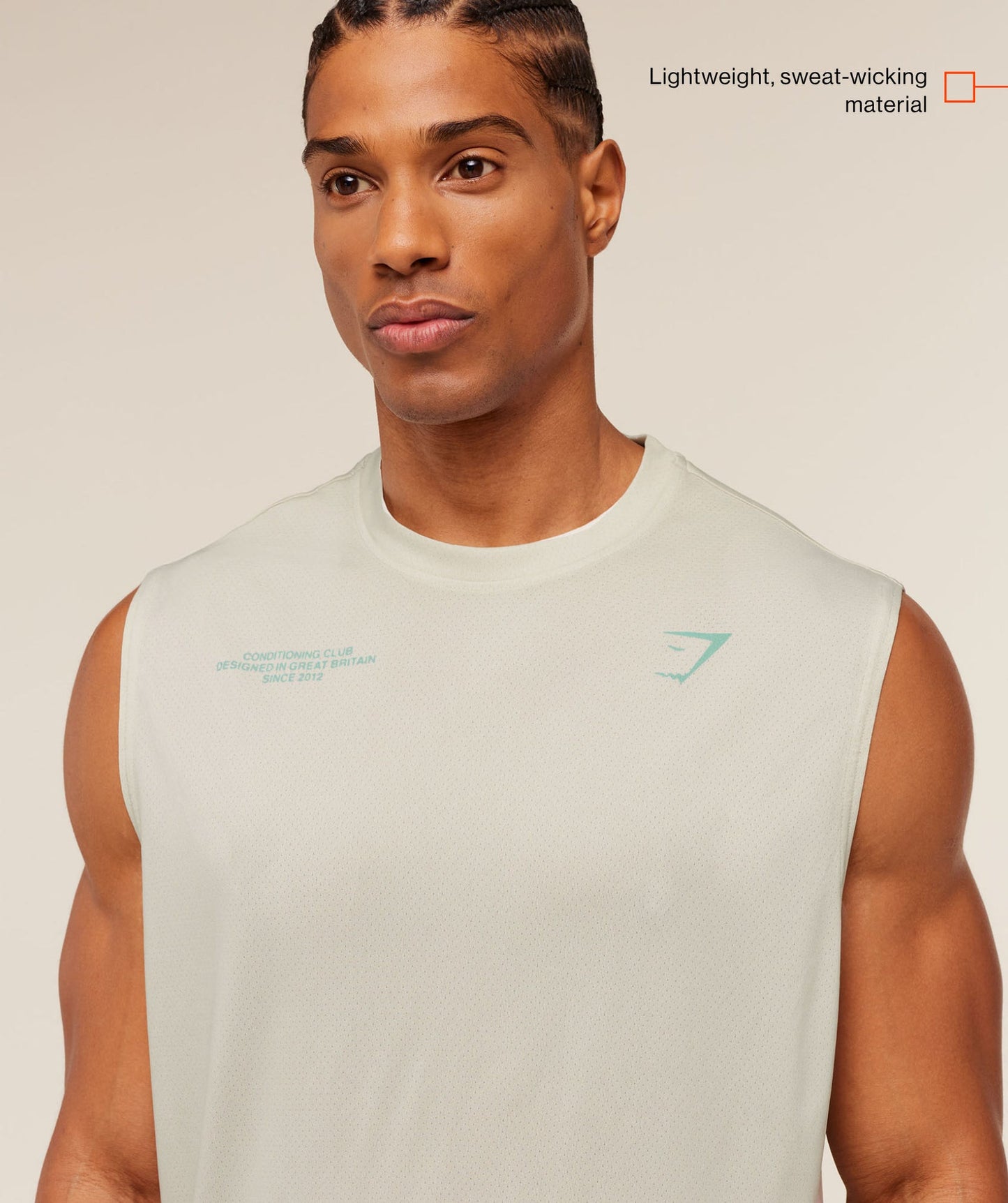 GS-0059 Conditioning Club Washed Tank - Soft White/Pop Turquoise/Wash