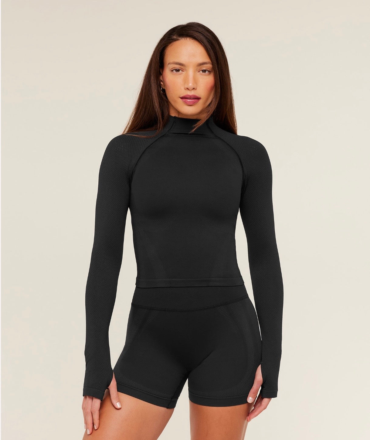 GSW-0085 Weekend Seamless Long Sleeve Top - GS Black/GS Asphalt Grey