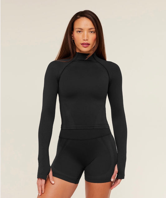 GSW-0085 Weekend Seamless Long Sleeve Top - GS Black/GS Asphalt Grey