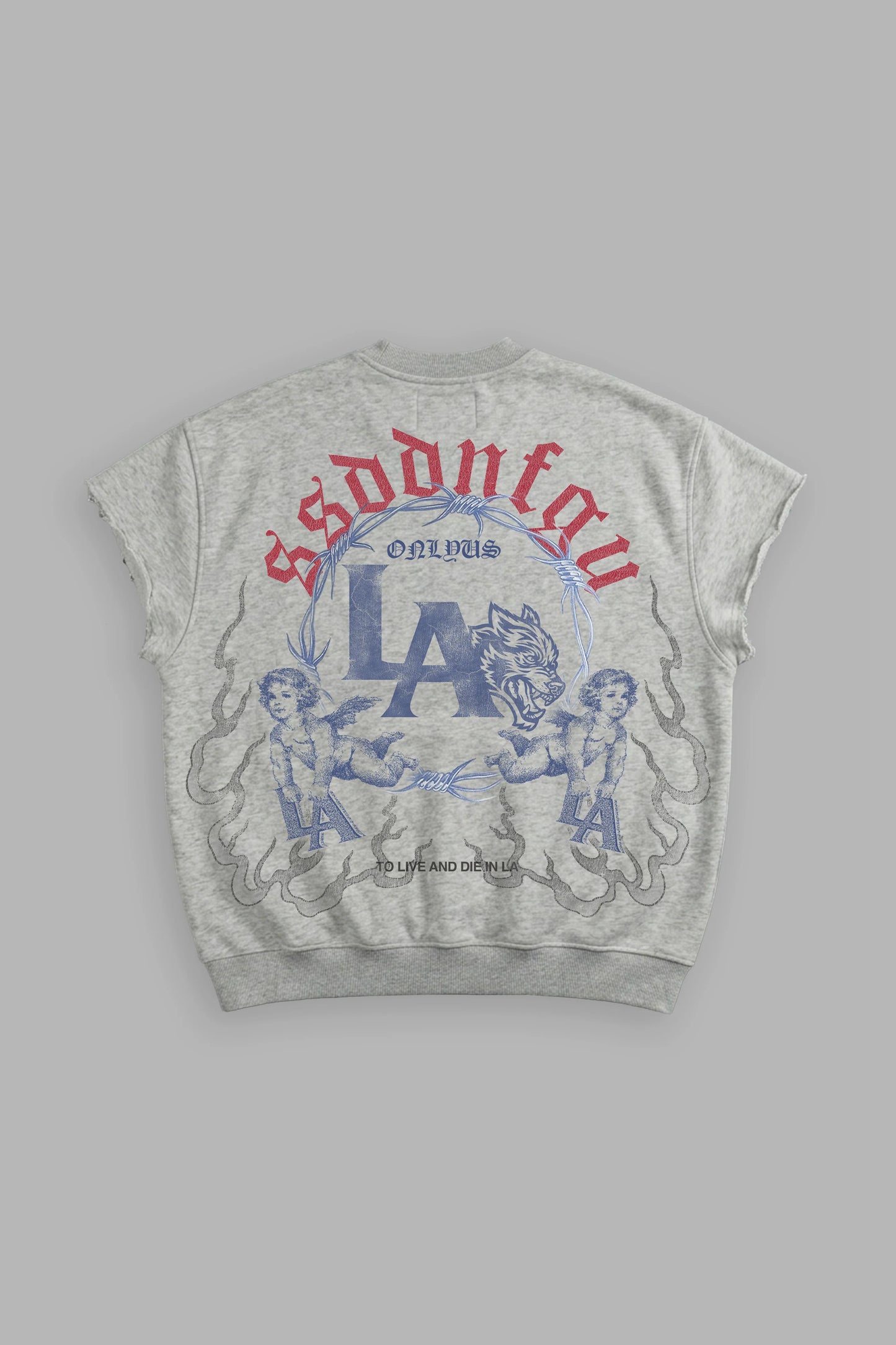 DS-0179 LA Heritage Cap Sleeve London Crewneck in Light Athletic Gray