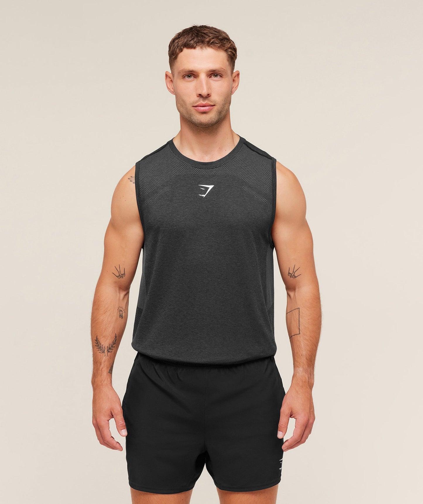 GS-0128 Lightweight Seamless Tank - Black/Silhouette Grey