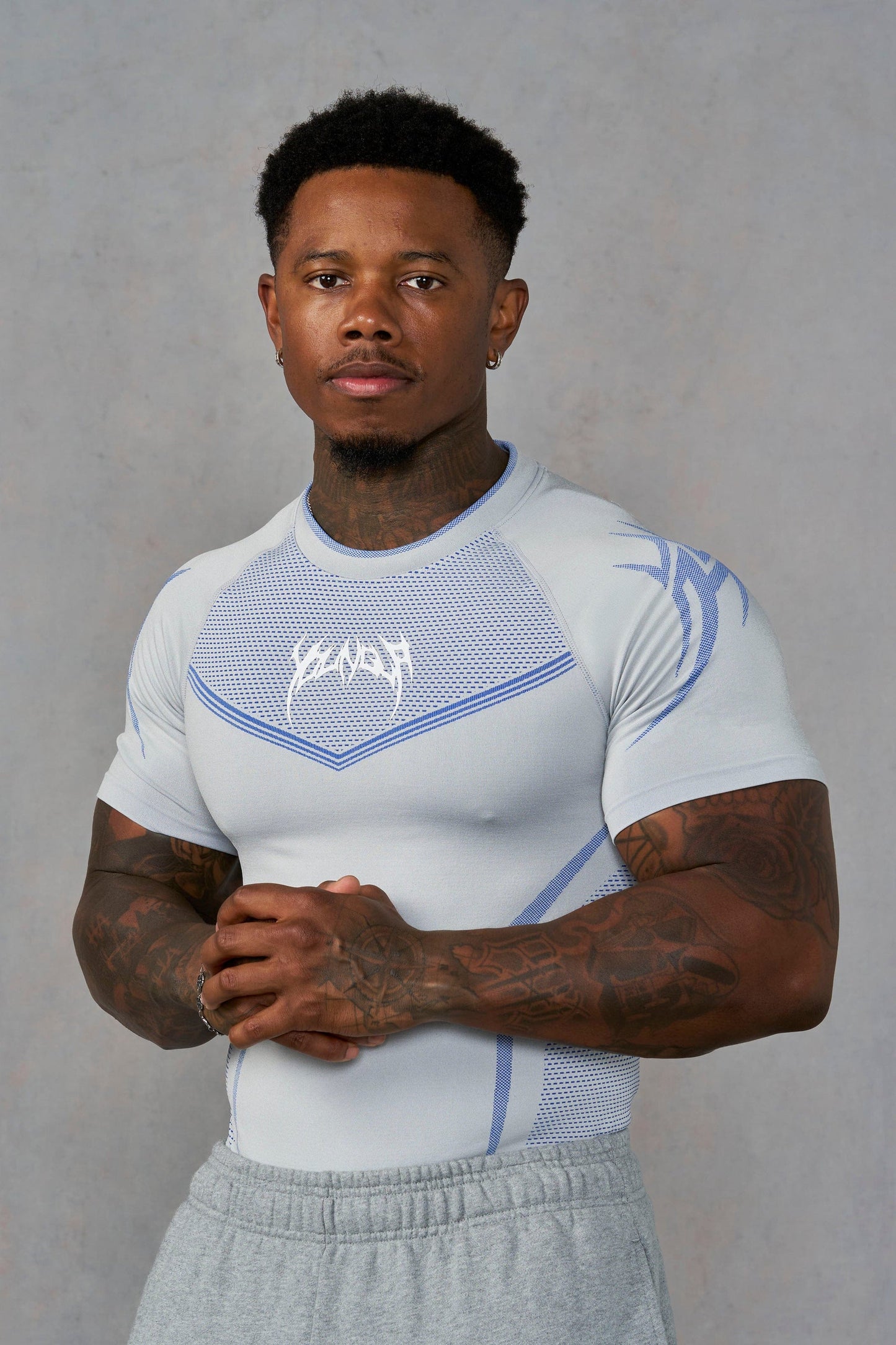 4065 - Warrior X Compression Tees - Grey/Blue