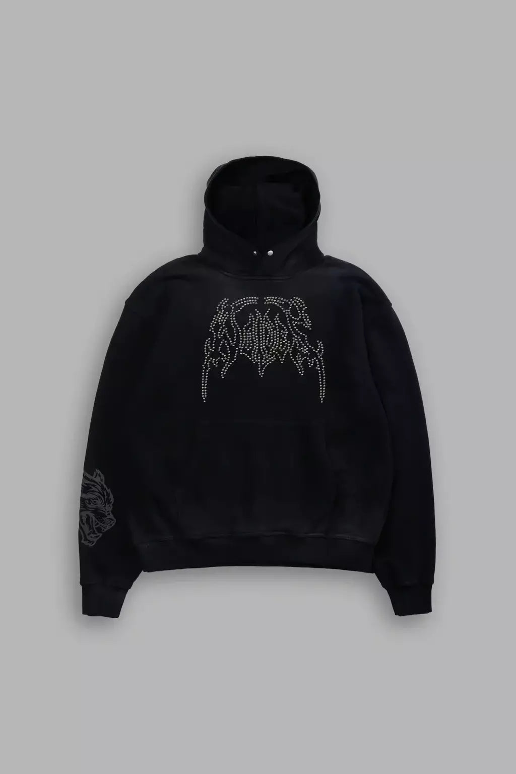 DS-0041 Studded Respect Unisex “Pierce” Hoodie in Black Drift Wash