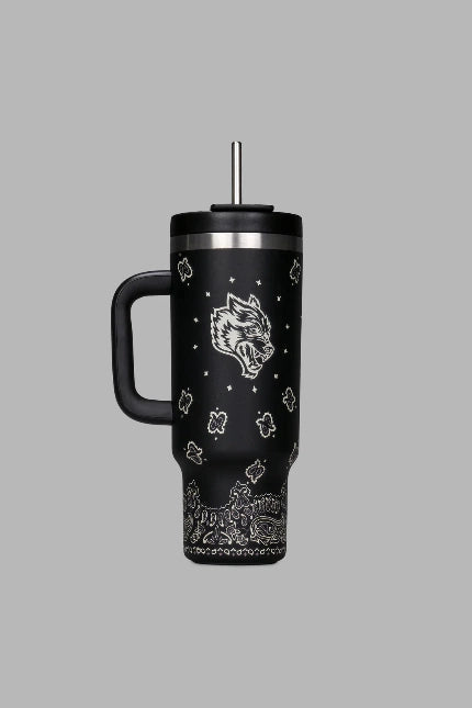 DSA-0001 Western Wolf Travel Tumbler in Black