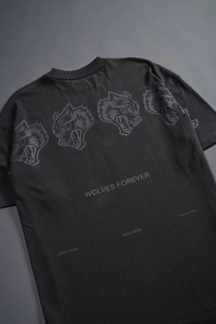 DS-0044 Wolves Have Your Back Unisex “Premium” Oversized Tee in Wolf Gray Drift Wash
