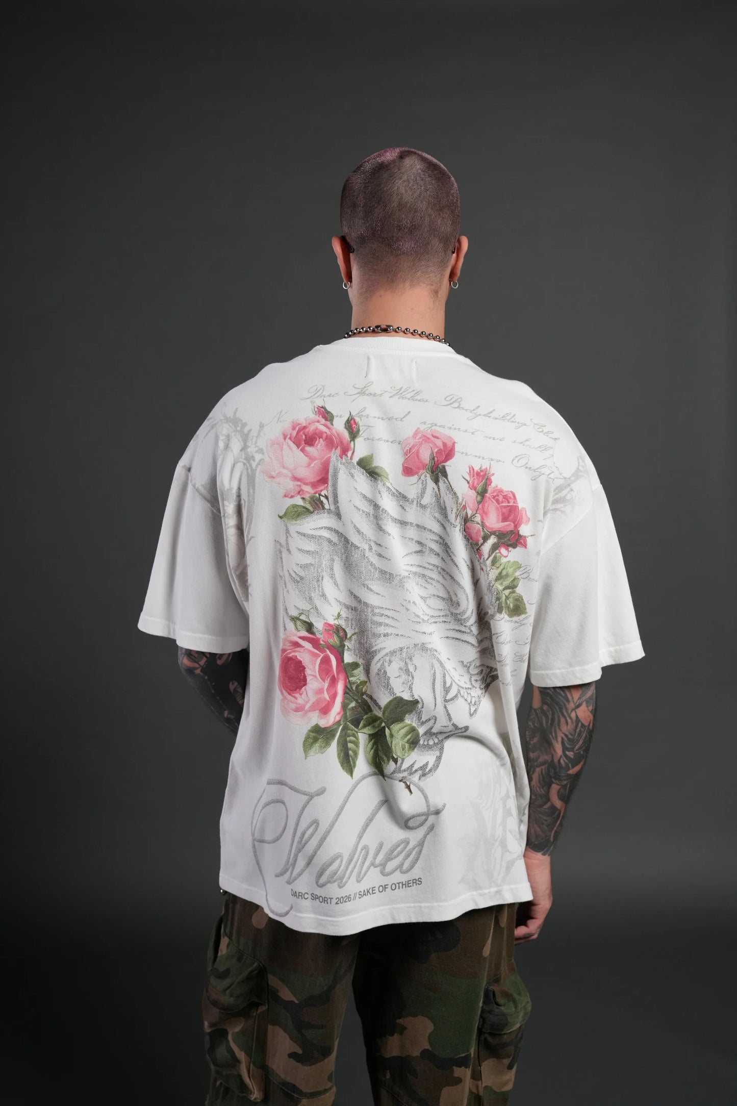 DS-0096 Nocturne Bloom Premium Oversized Tee in Cream