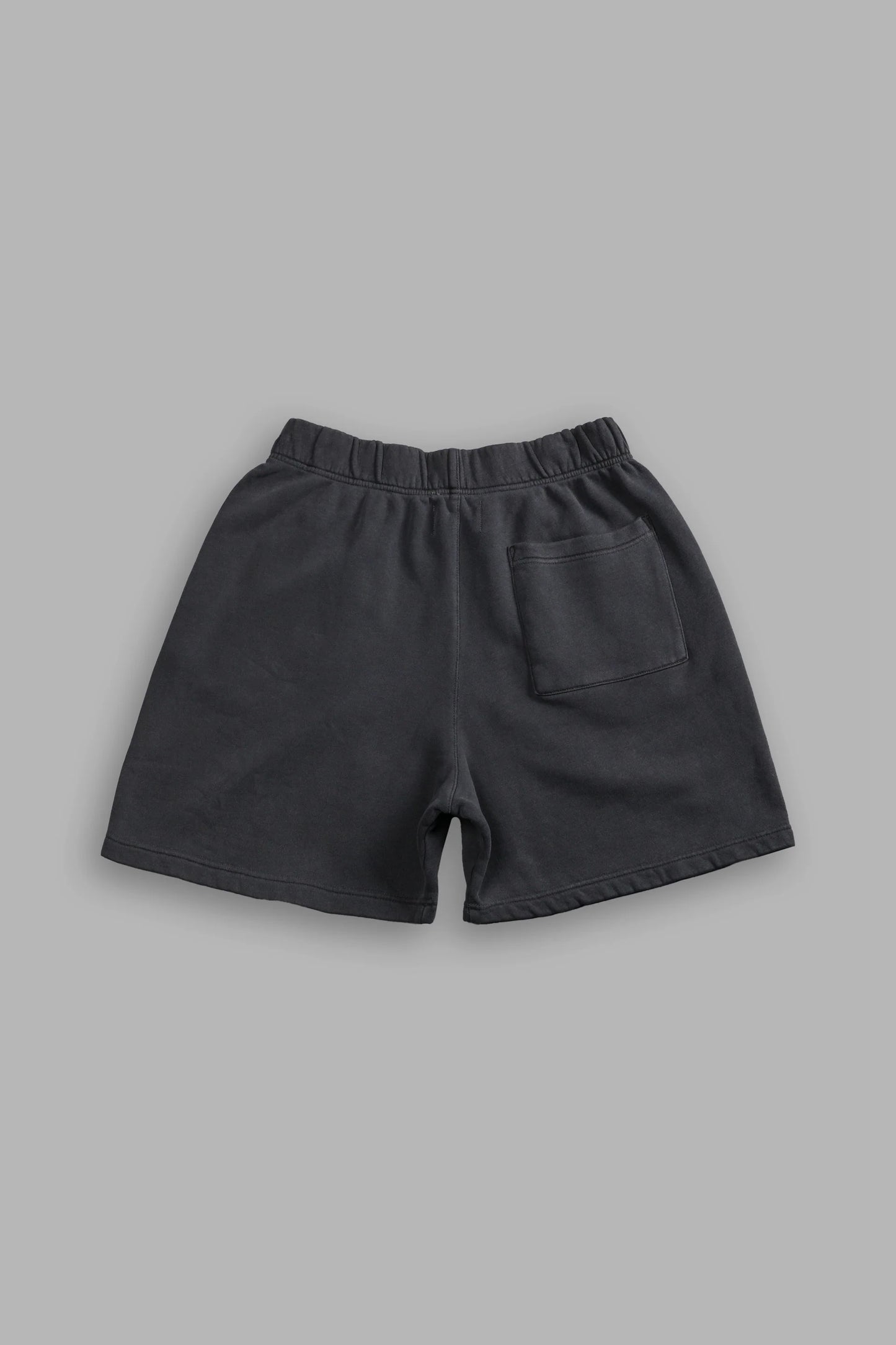DS-0196 Box Patch Dual Post Lounge Sweat Shorts V2 in Wolf Gray
