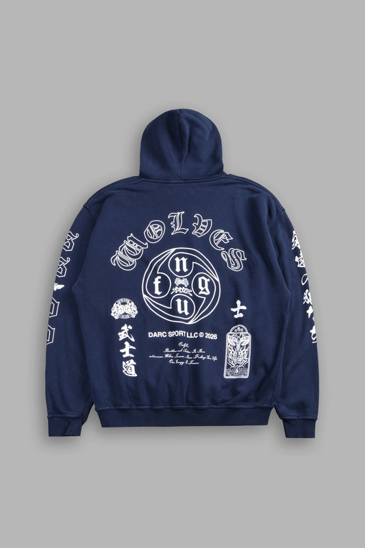 DS-0323 KAZOKU OKAMI BISHOP HOODIE IN NAVY