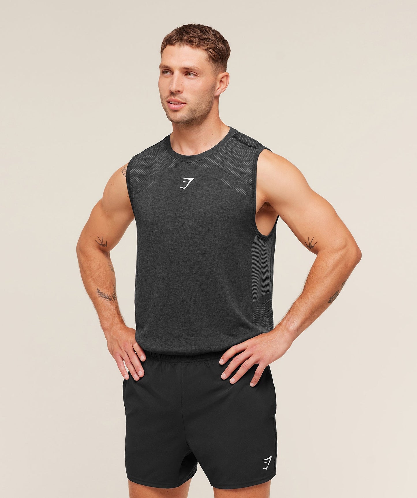 GS-0128 Lightweight Seamless Tank - Black/Silhouette Grey