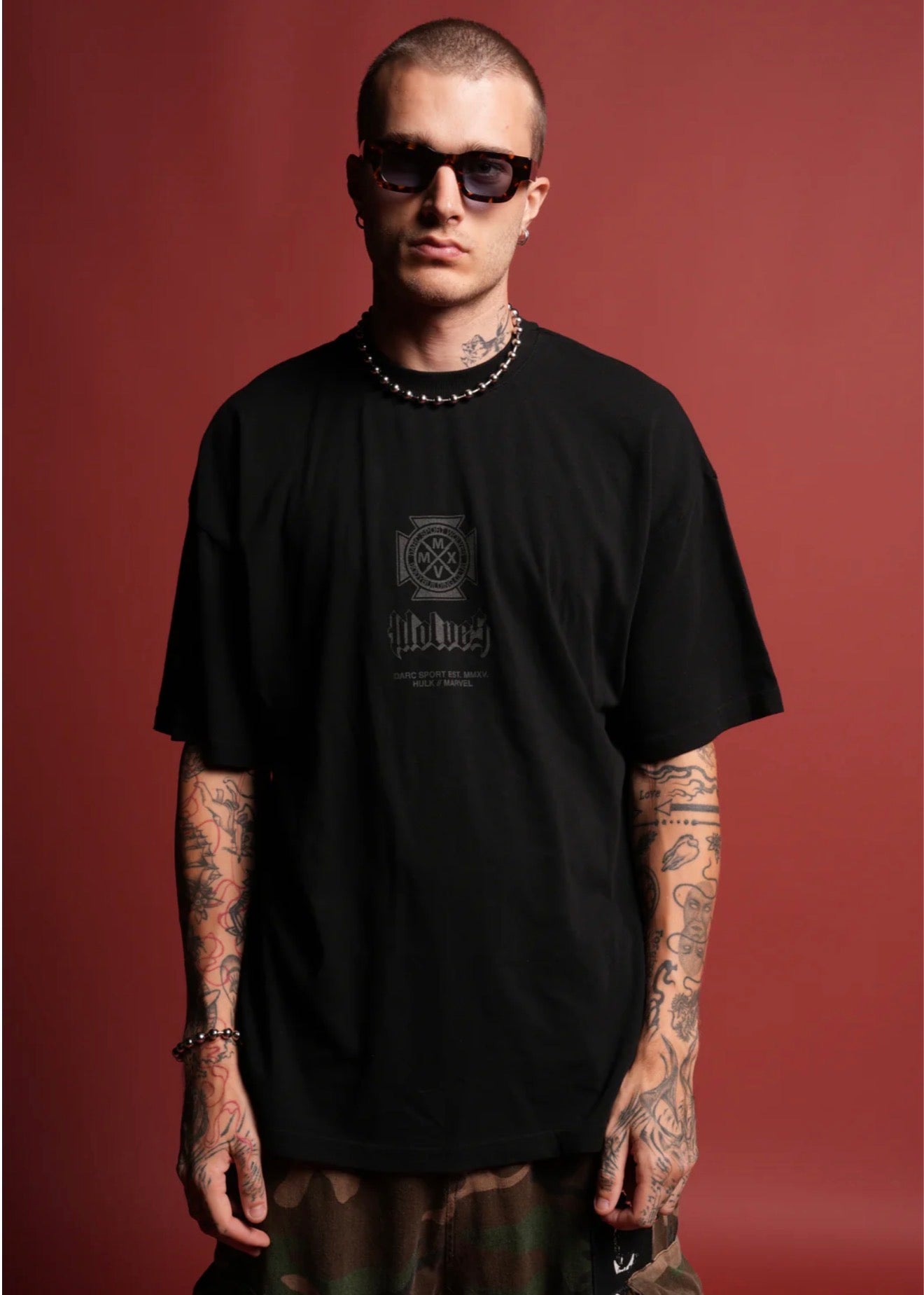 DS-0246 HULK CLASH SIDE-BY-SIDE SERIES PREMIUM OVERSIZED TEE IN BLACK