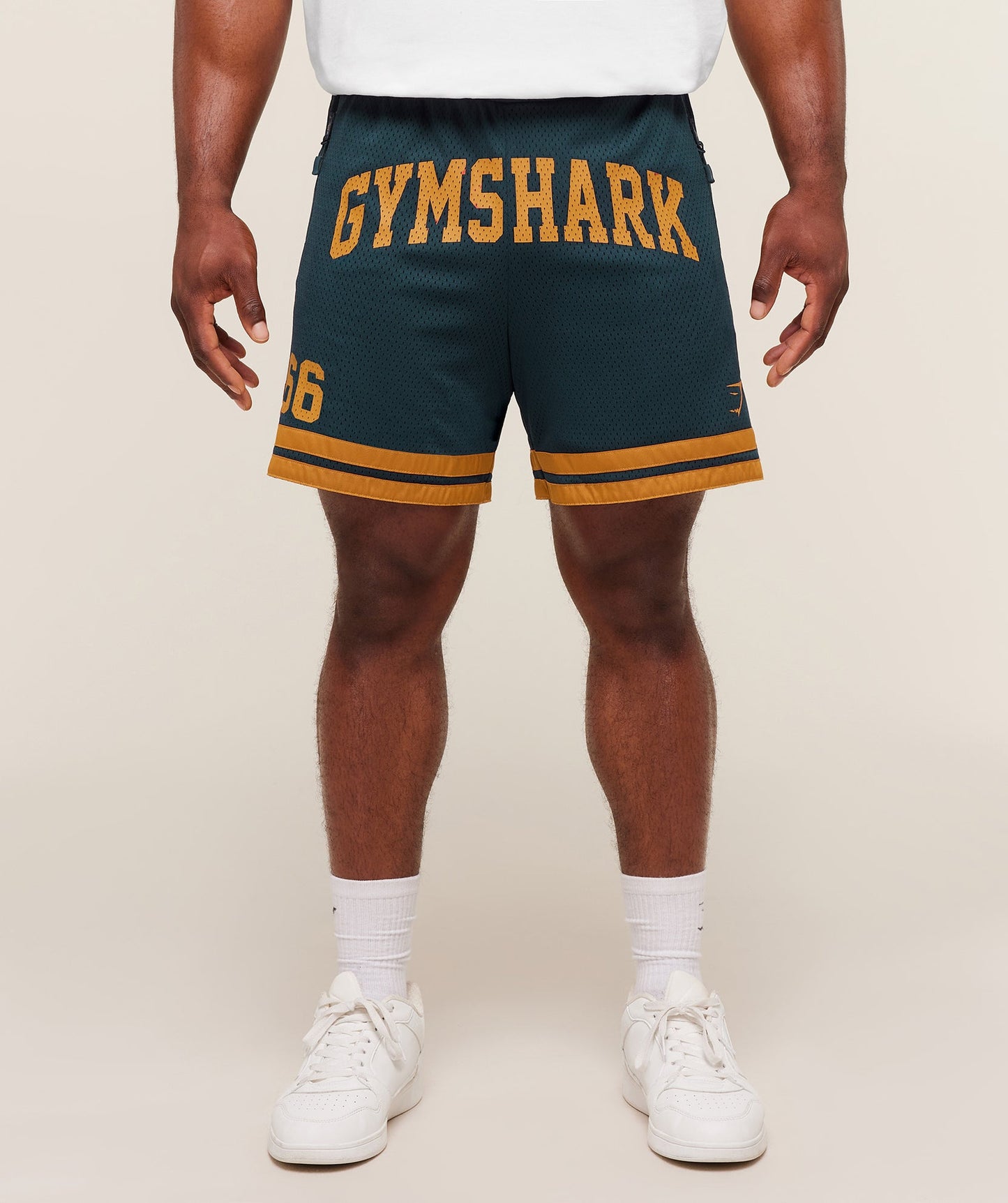 GS-0089 Varsity Mesh Shorts - Deep Petrol Blue/Antique Gold