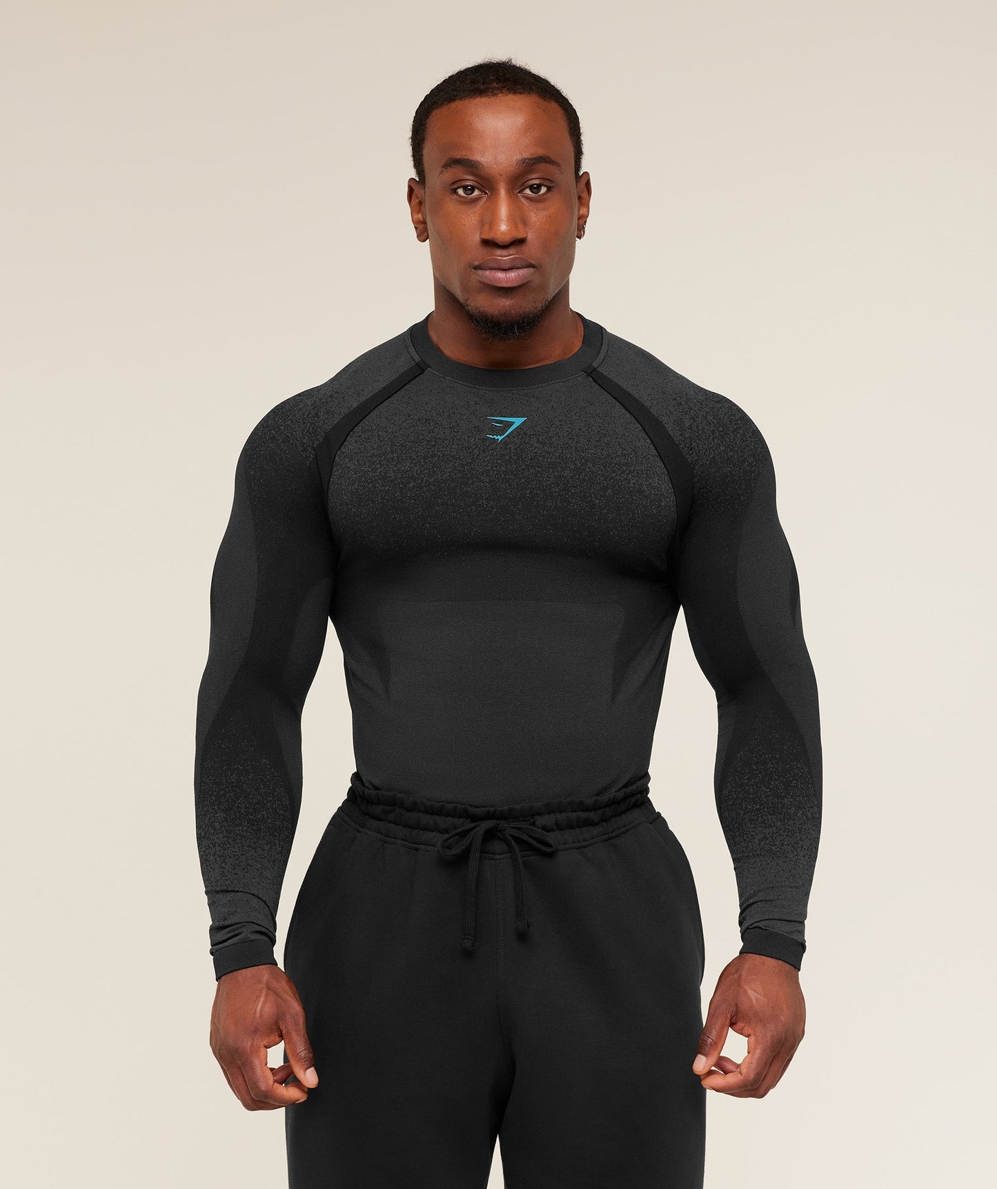 GS-0068 Shadow Seamless Long Sleeve T-Shirt - Black/Brand Blue