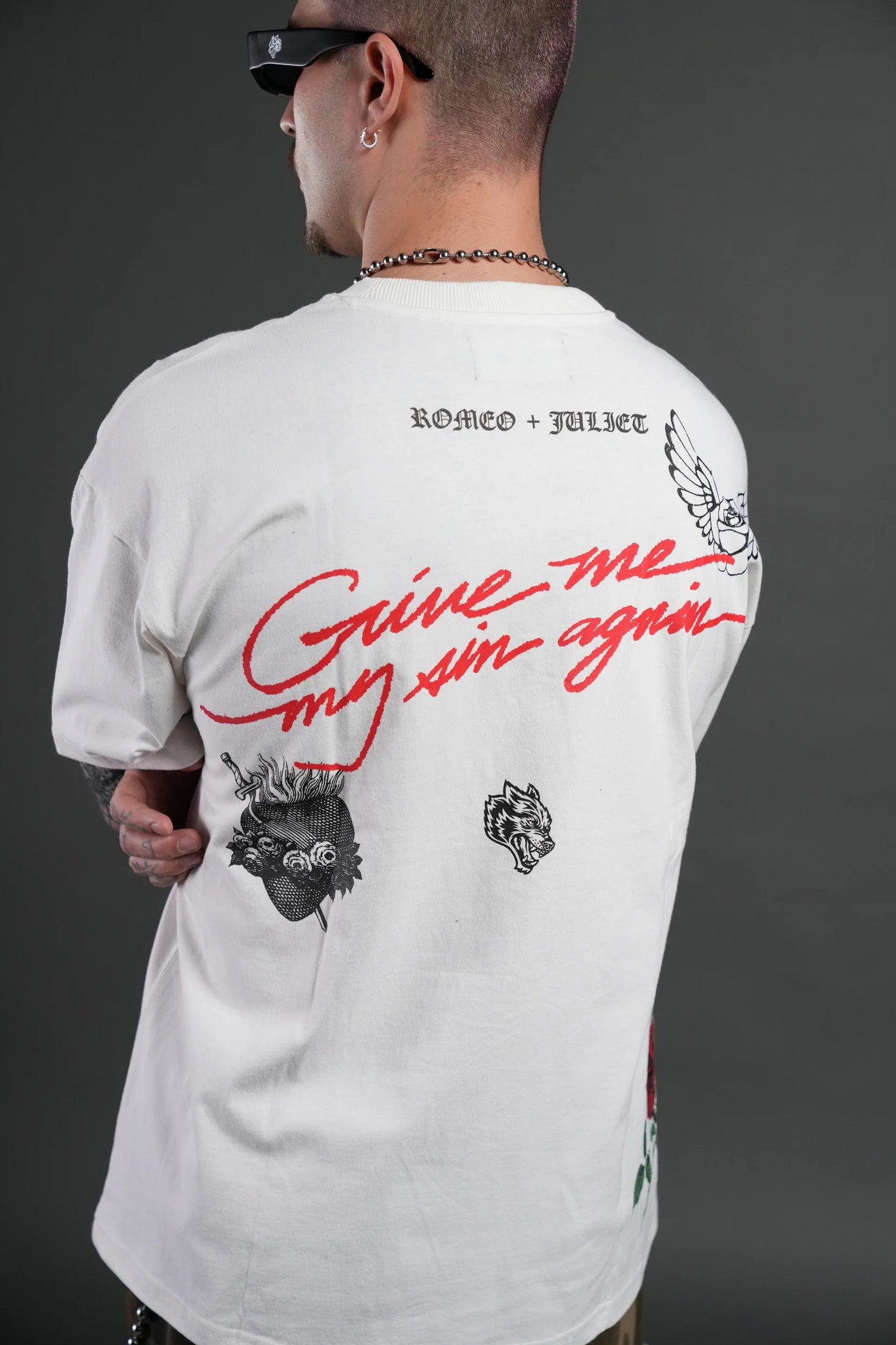 DS-0131 Sin Again Unisex Grunge Tee in Cream