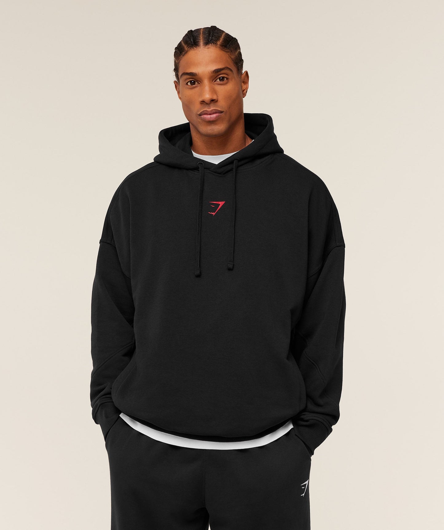 GS-0125 Power Oversized Hoodie - Black/Conditioning Red