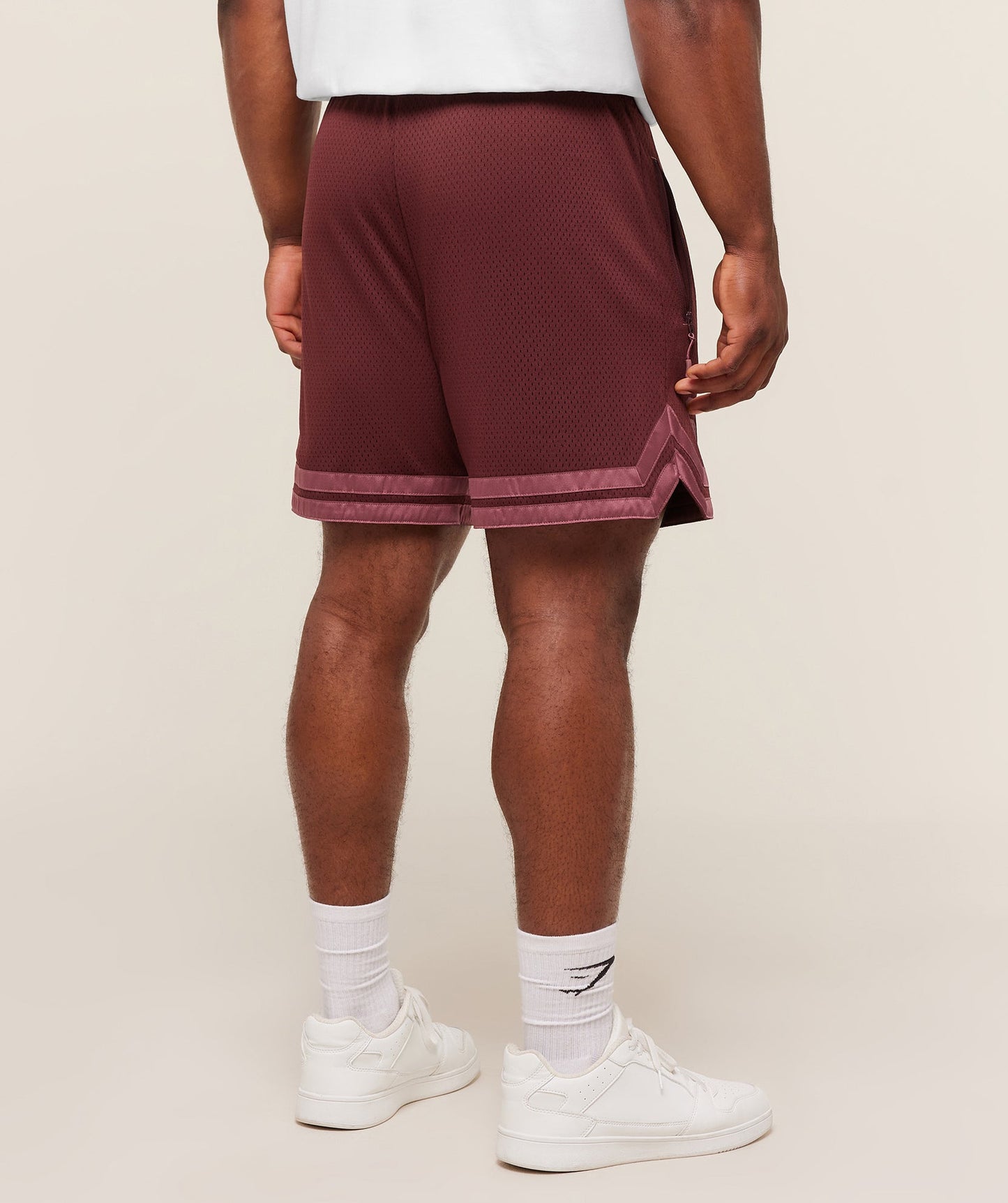 GS-0089 Varsity Mesh Shorts - Rich Maroon/Reset Pink