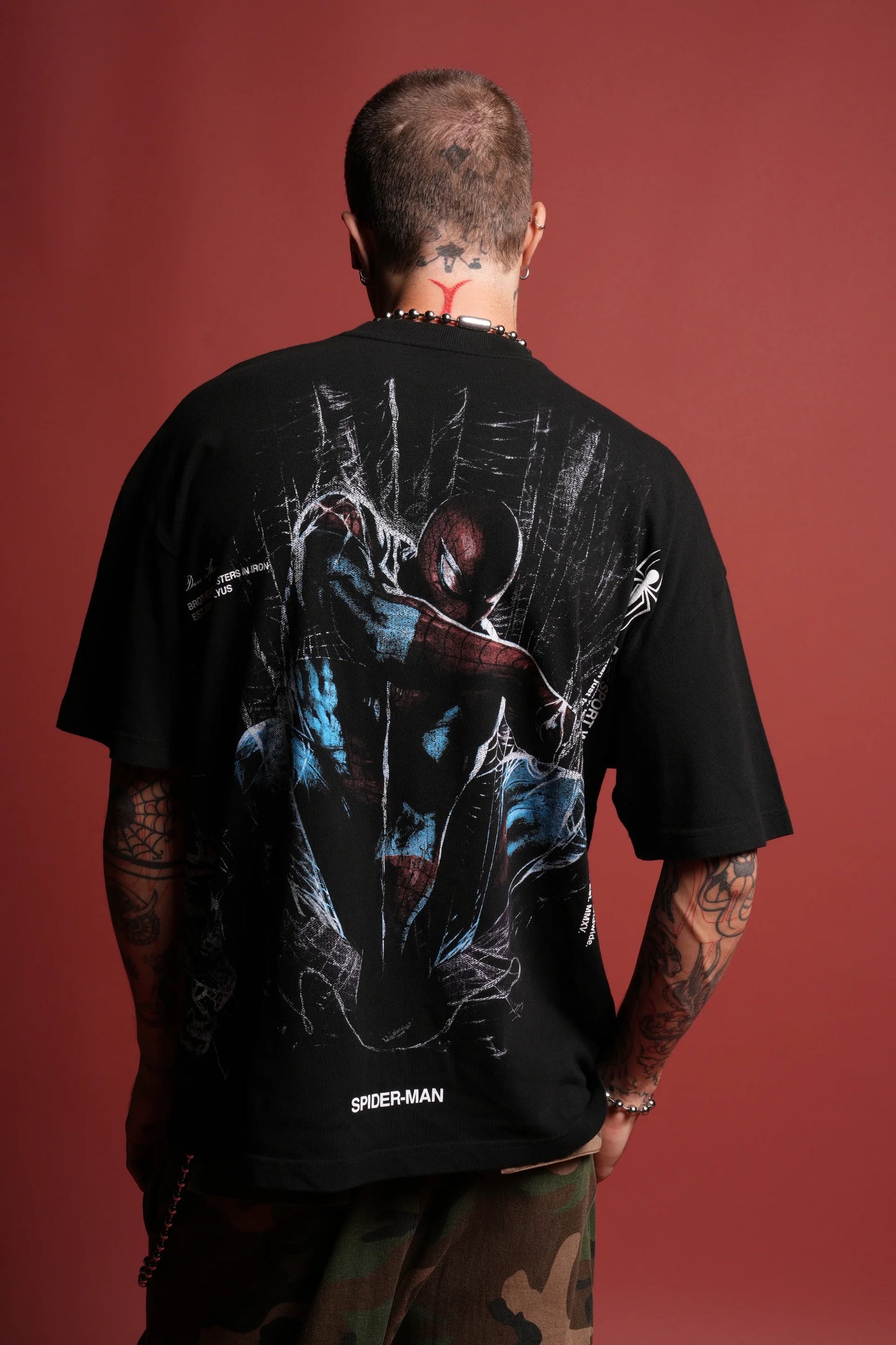 DS-0246 Night Spider Side-By-Side Series Premium Oversized Tee in Black