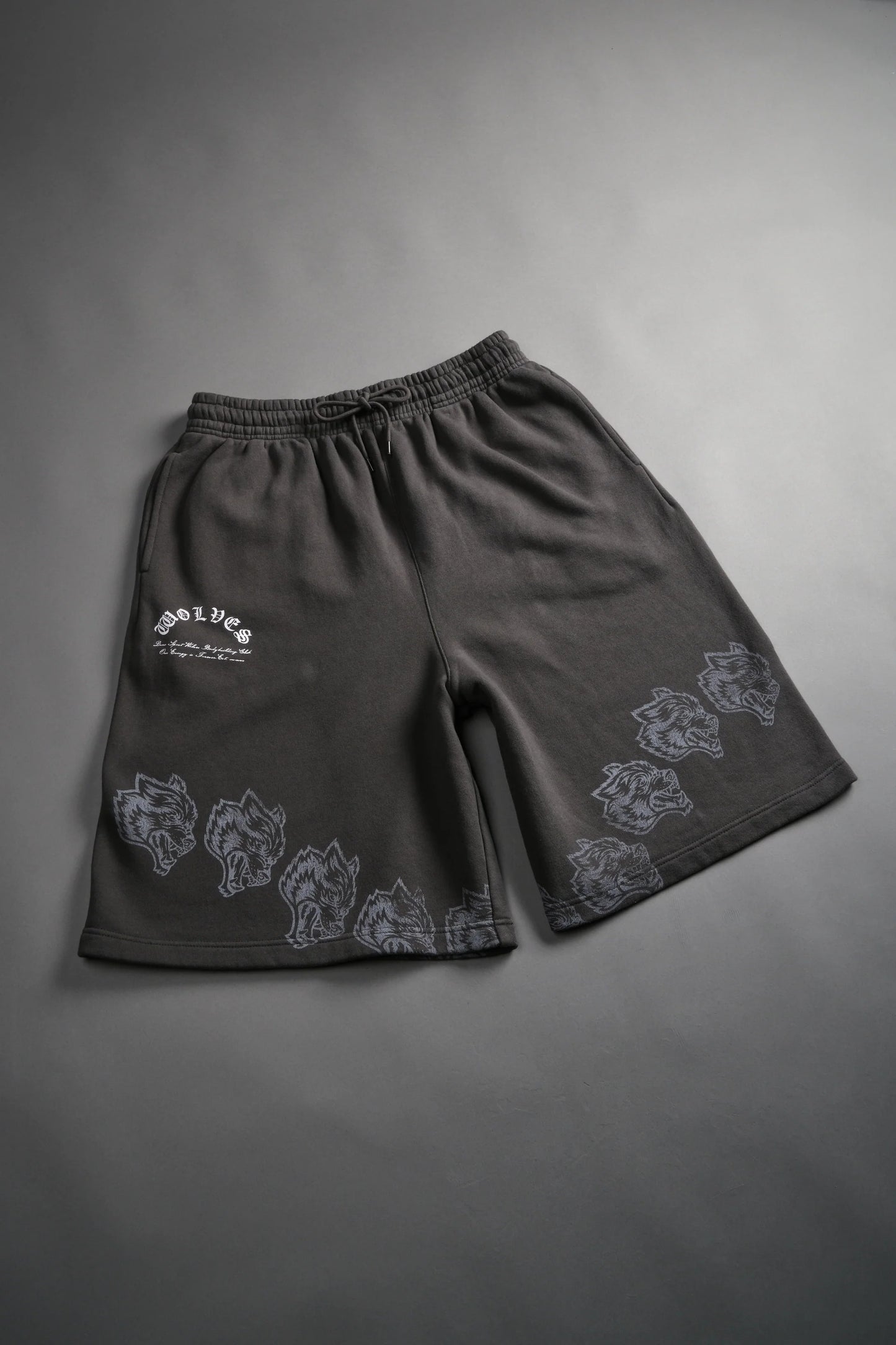 DS-0195 Only Wolves Oversized Osiris Sweat Shorts in Wolf Gray
