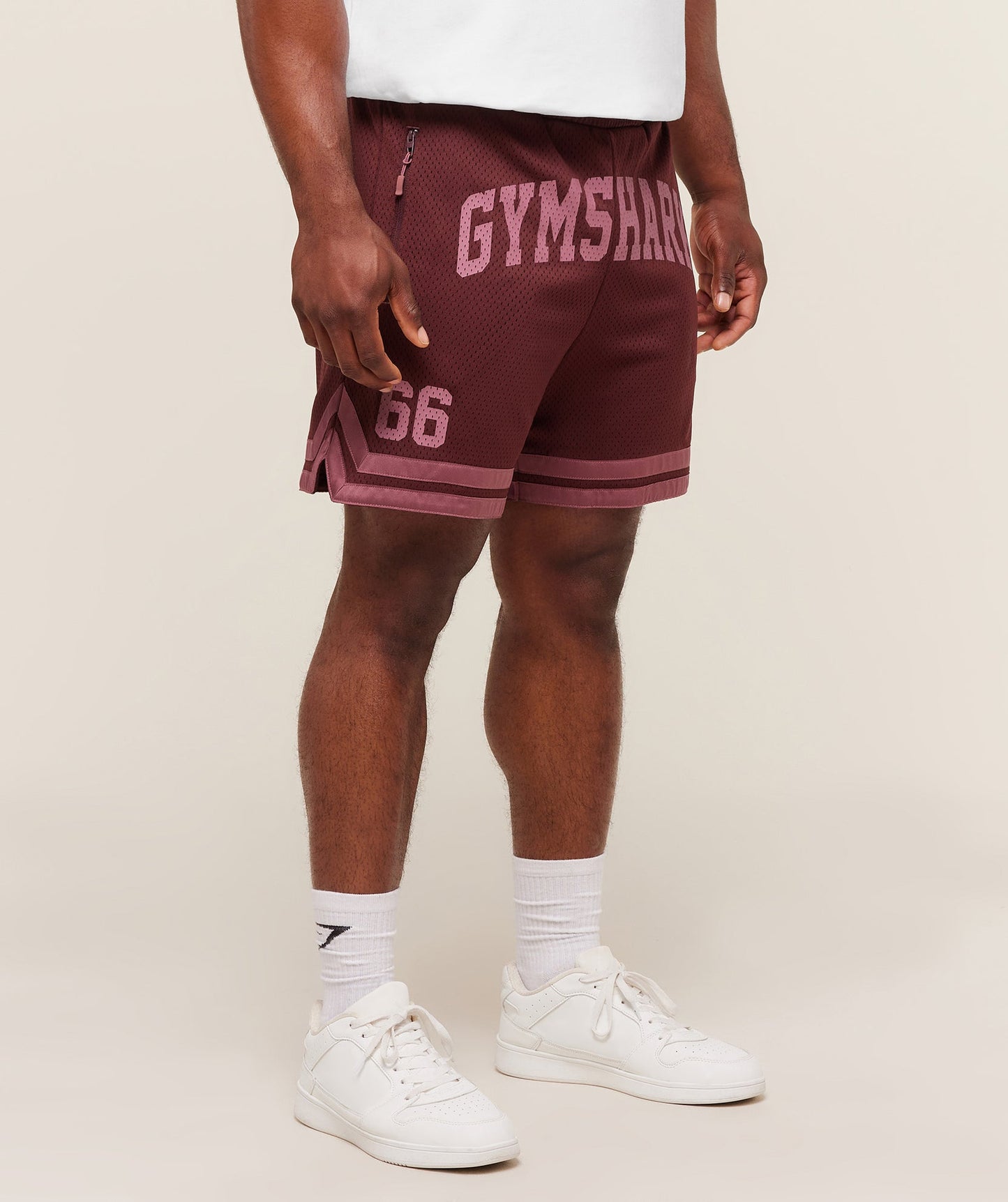 GS-0089 Varsity Mesh Shorts - Rich Maroon/Reset Pink