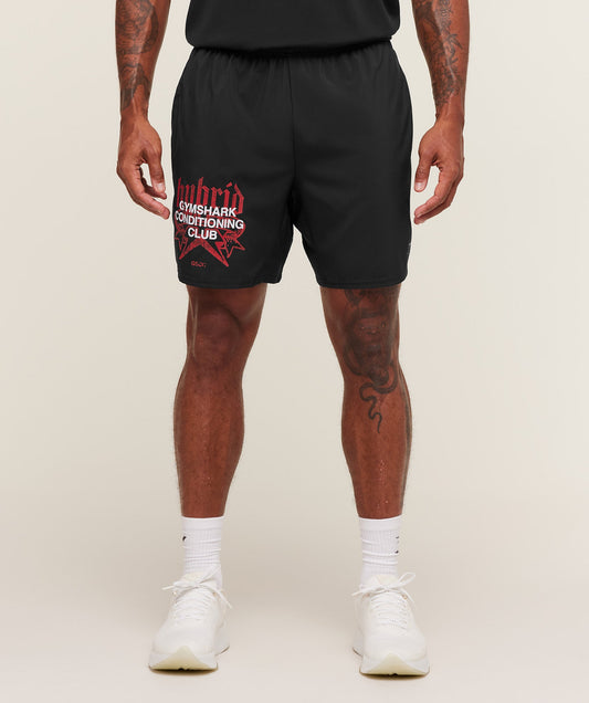 GS-0097 Hybrid Graphic 7" Shorts - Black