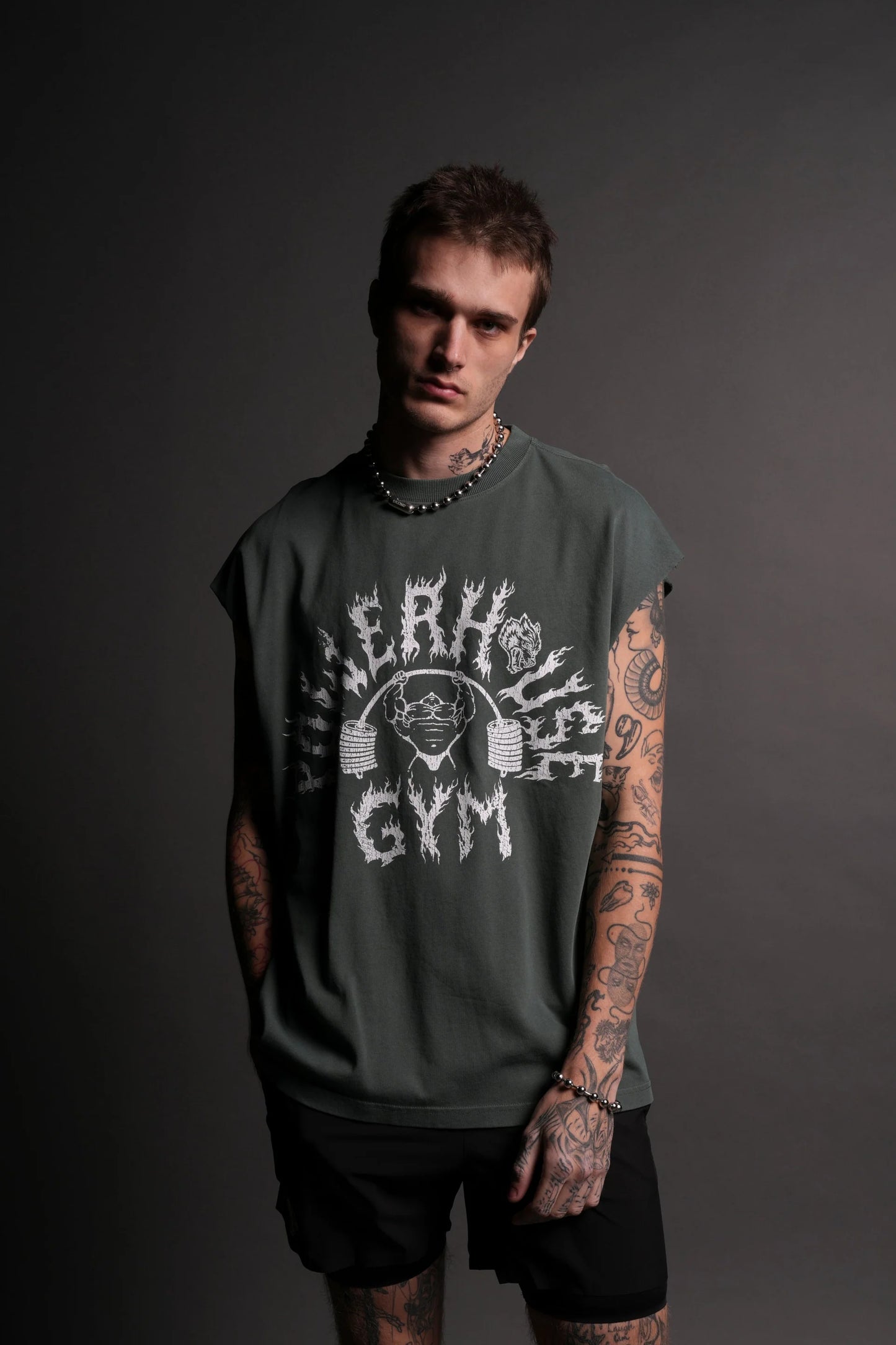 DS-0115 Iron Flame “Premium” Muscle Tee in Norse Green