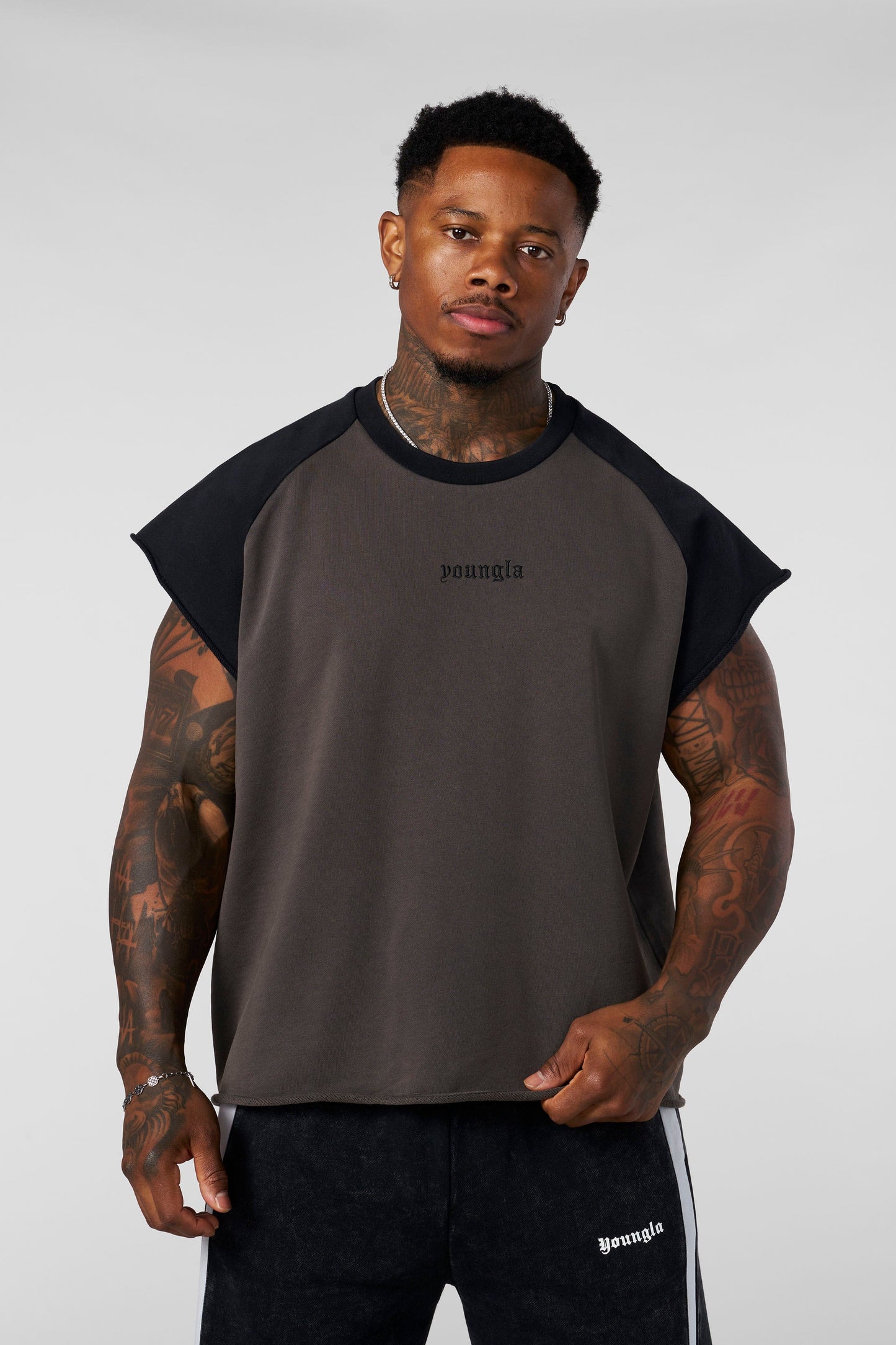 4243 - Raw Raglan Tanks - Brown/Black