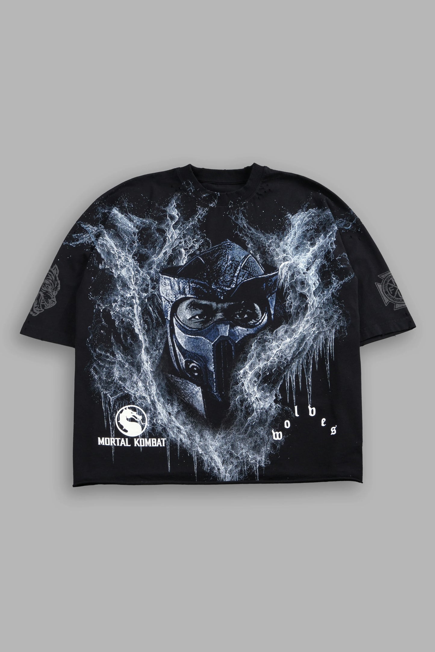 DS-0321 SUB-ZERO DISTRESSED GRUNGE BOX CUT TEE V2 IN BLACK