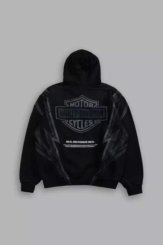 DS/HAR-0066 Real Recognize Real Unisex “Pierce” Hoodie in Black Drift Wash