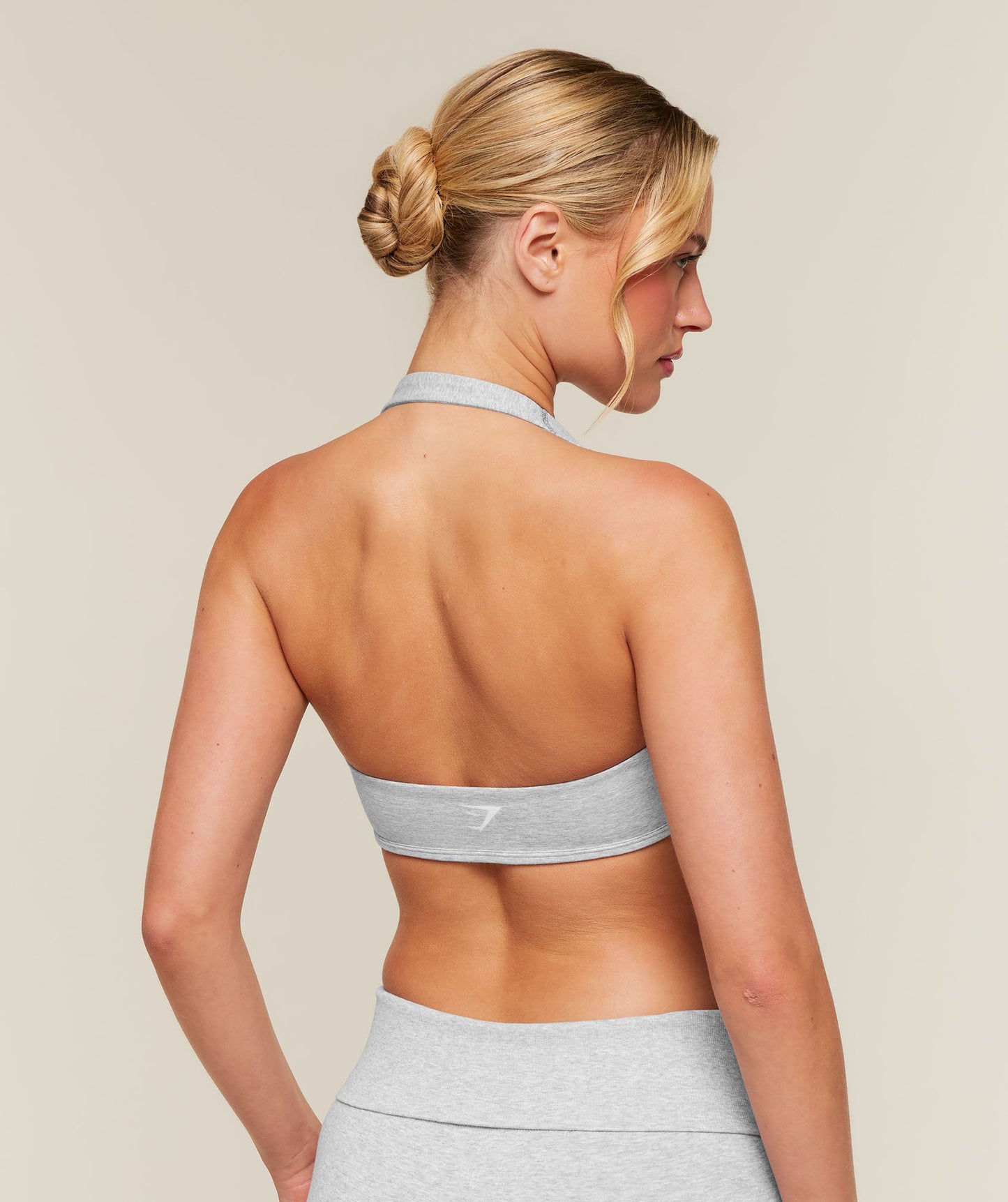 GSW-0077 CottonMove™ Halterneck Sports Bra - Soft Grey Marl